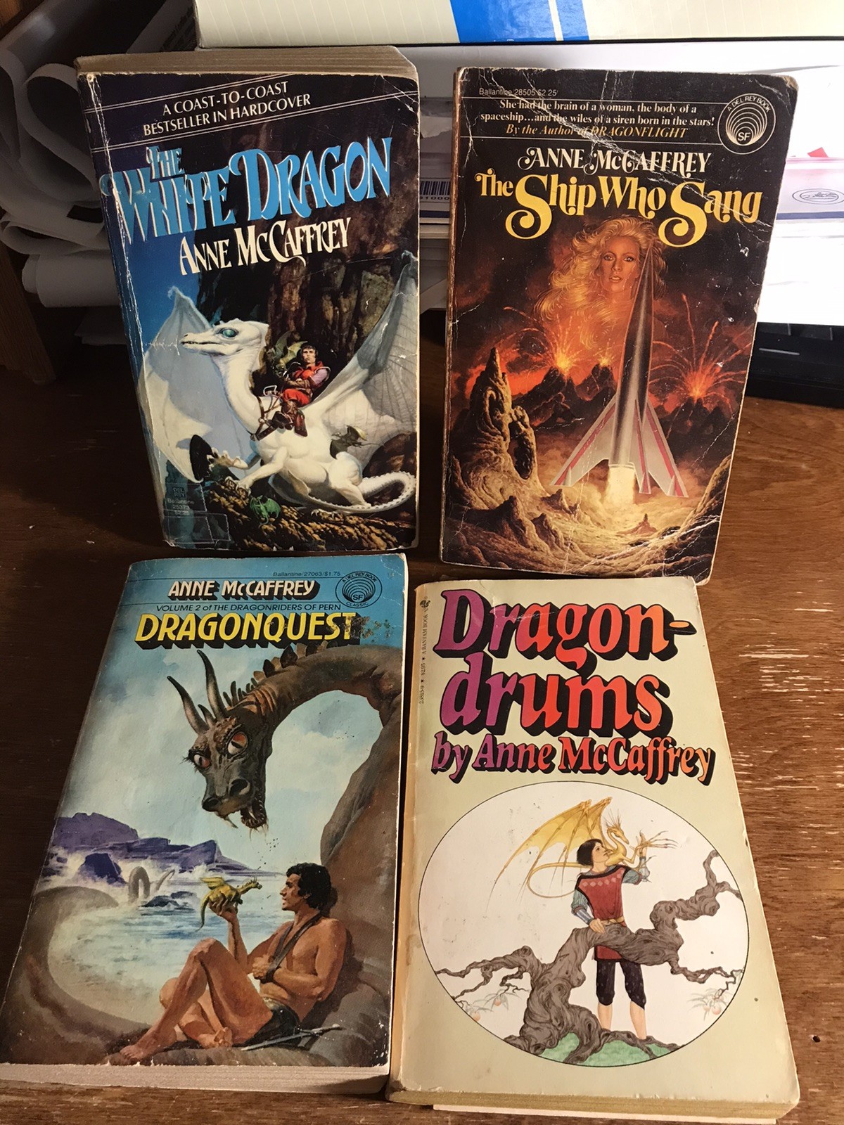 Anne McCaffrey 4 Vintage Fantasy & SCI-FI PB Novel Lot Dragons FREE SHIPPING