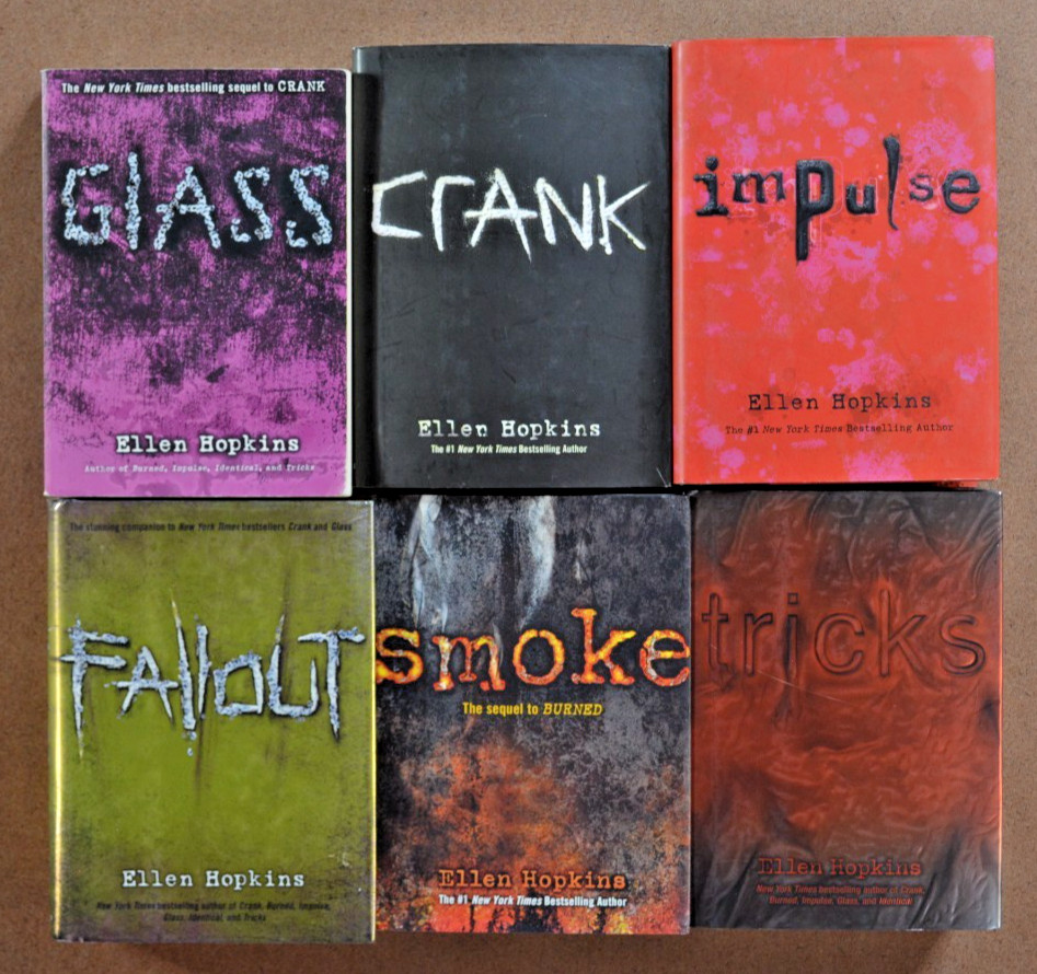 Lot of 6 Ellen Hopkins Books Crank, Fallout, Tricks, Glass, Impulse Tricks L1