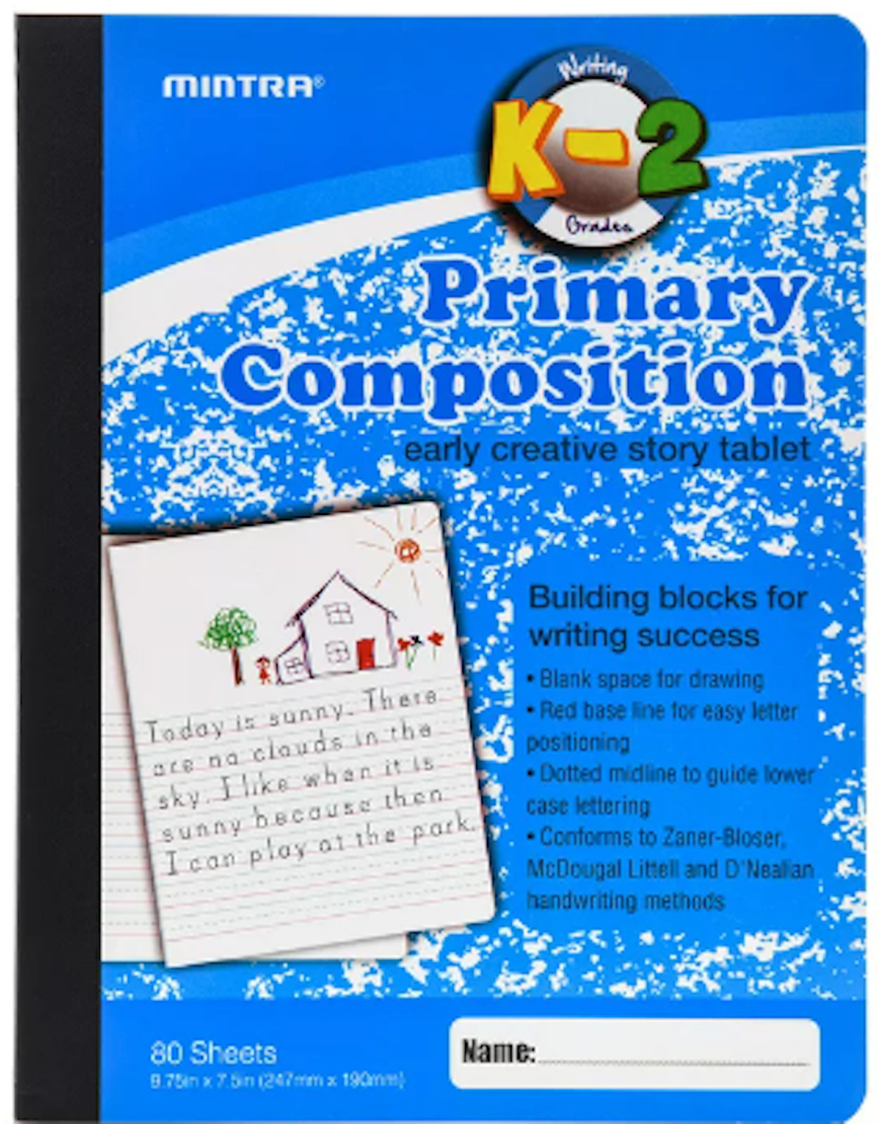 2 Mintra Primary Composition Notebook (k-2) 80 sheets (9.75 x 7.5 in)
