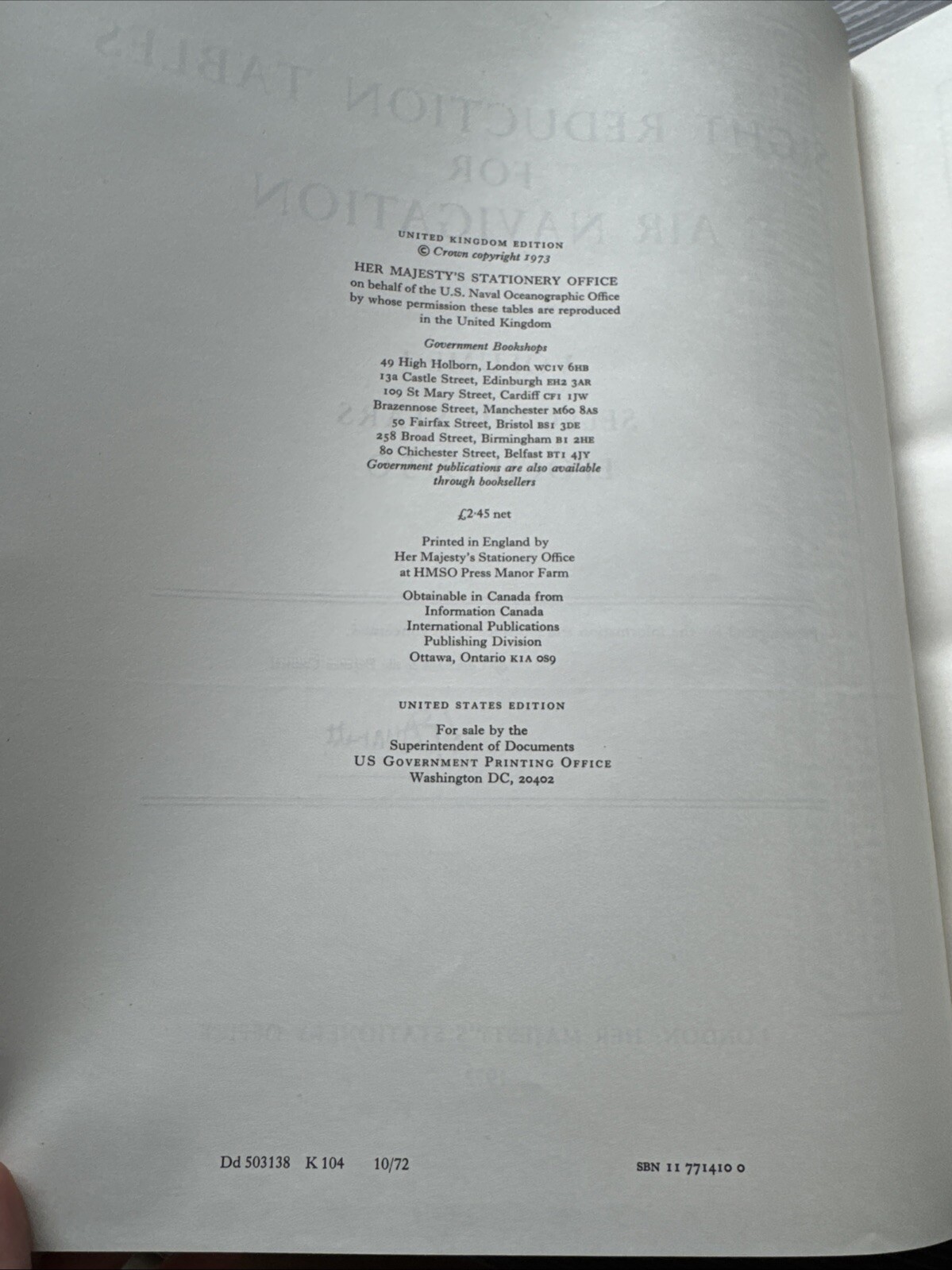 Sight Reduction Tables for Air Navigation Volume 1-3