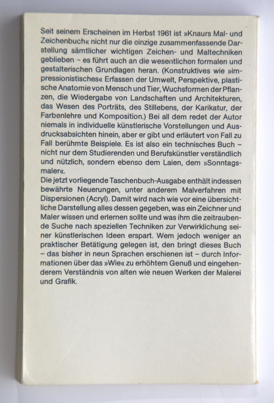 KNAURS MAL- UND ZEICHENBUCH von Bodo W. Jaxtheimer (Taschenbuch, 1980)