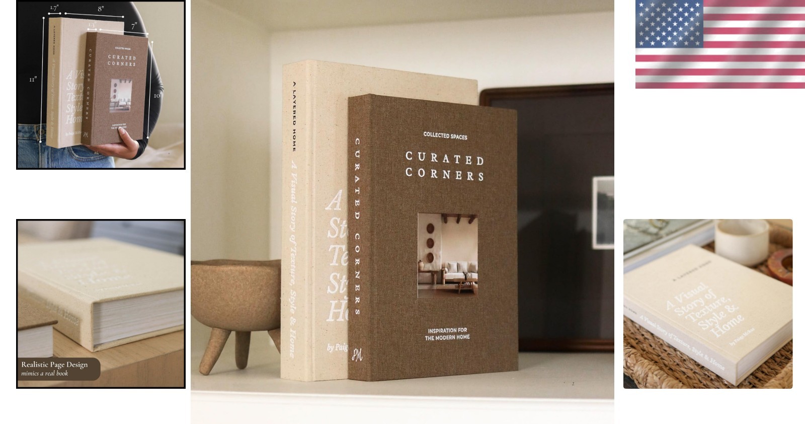 Chic Decorative Book Set with Storage – 2 Linen Covers for Home Styling