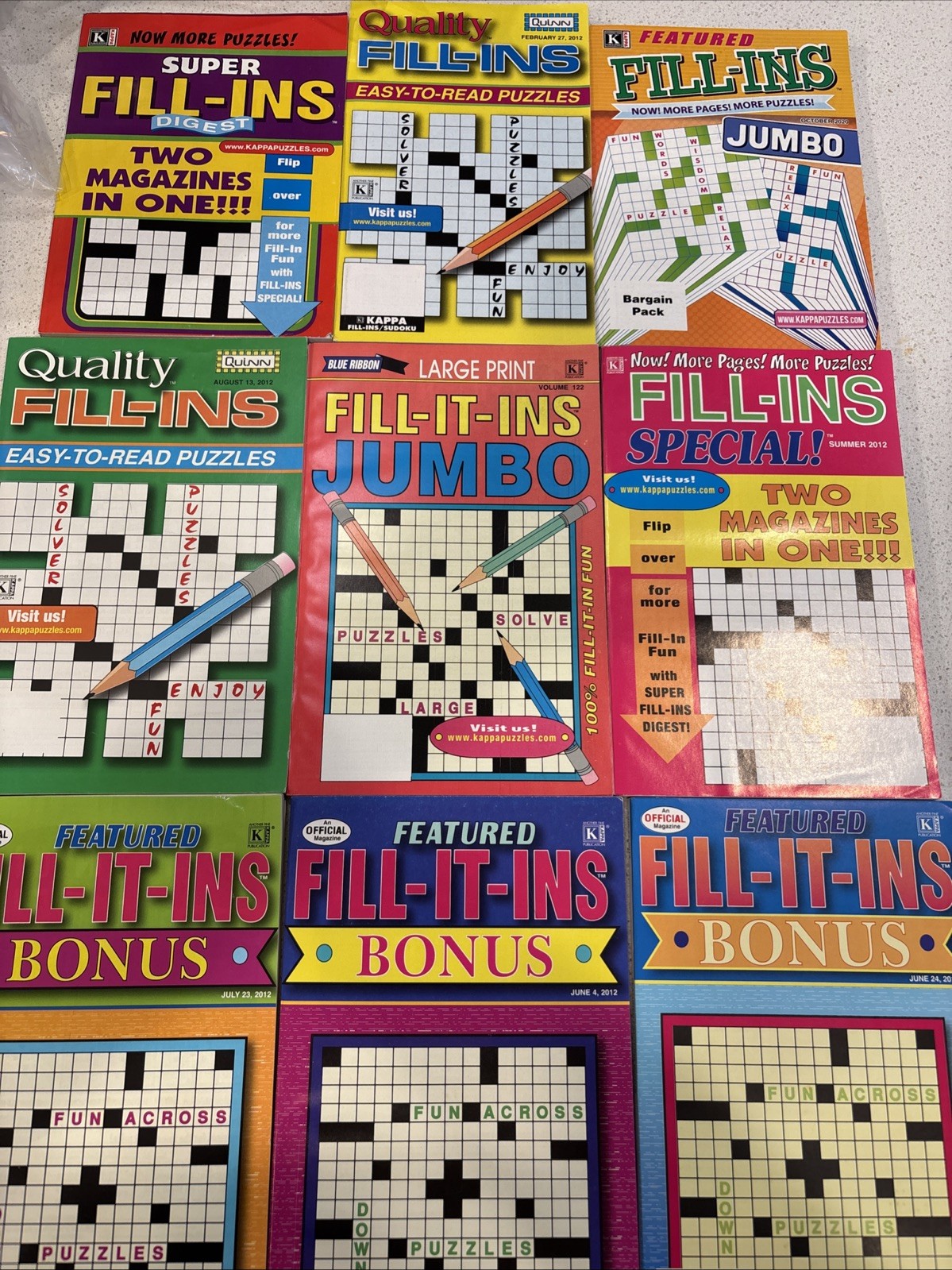 Kappa Fill-It-Ins Puzzle Magazine Lot Of 9