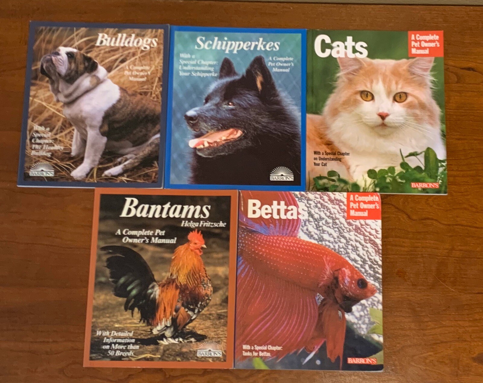 Lot 5 Books Barron’s Pet Owner’s Manual Schipperkes Bulldogs Cats Bettas Bantams