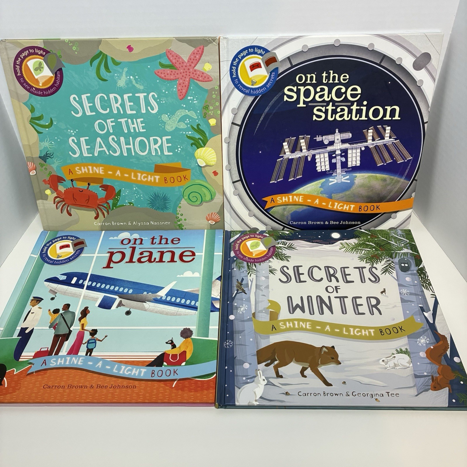 Lot of 4 Shine A Light Books Kane Miller Winter Plane Space Station Seashore