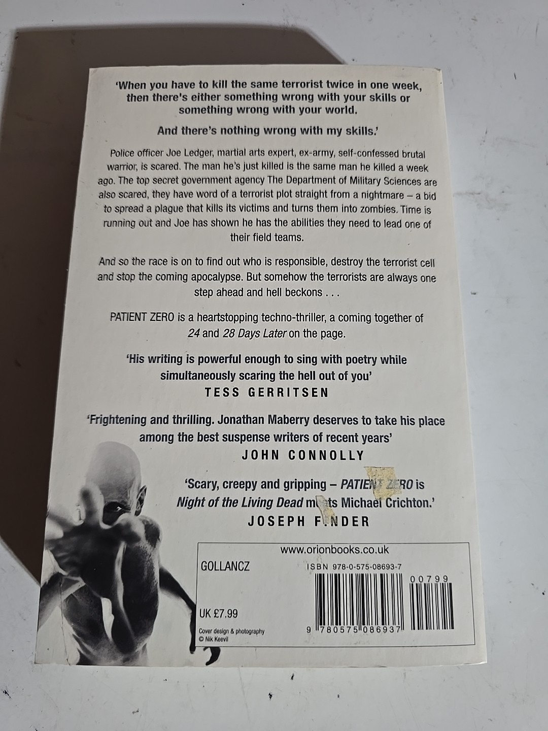 PATIENT ZERO By Jonathan Maberry ZOMBIES THE NEW BIO WEAPON Paperback