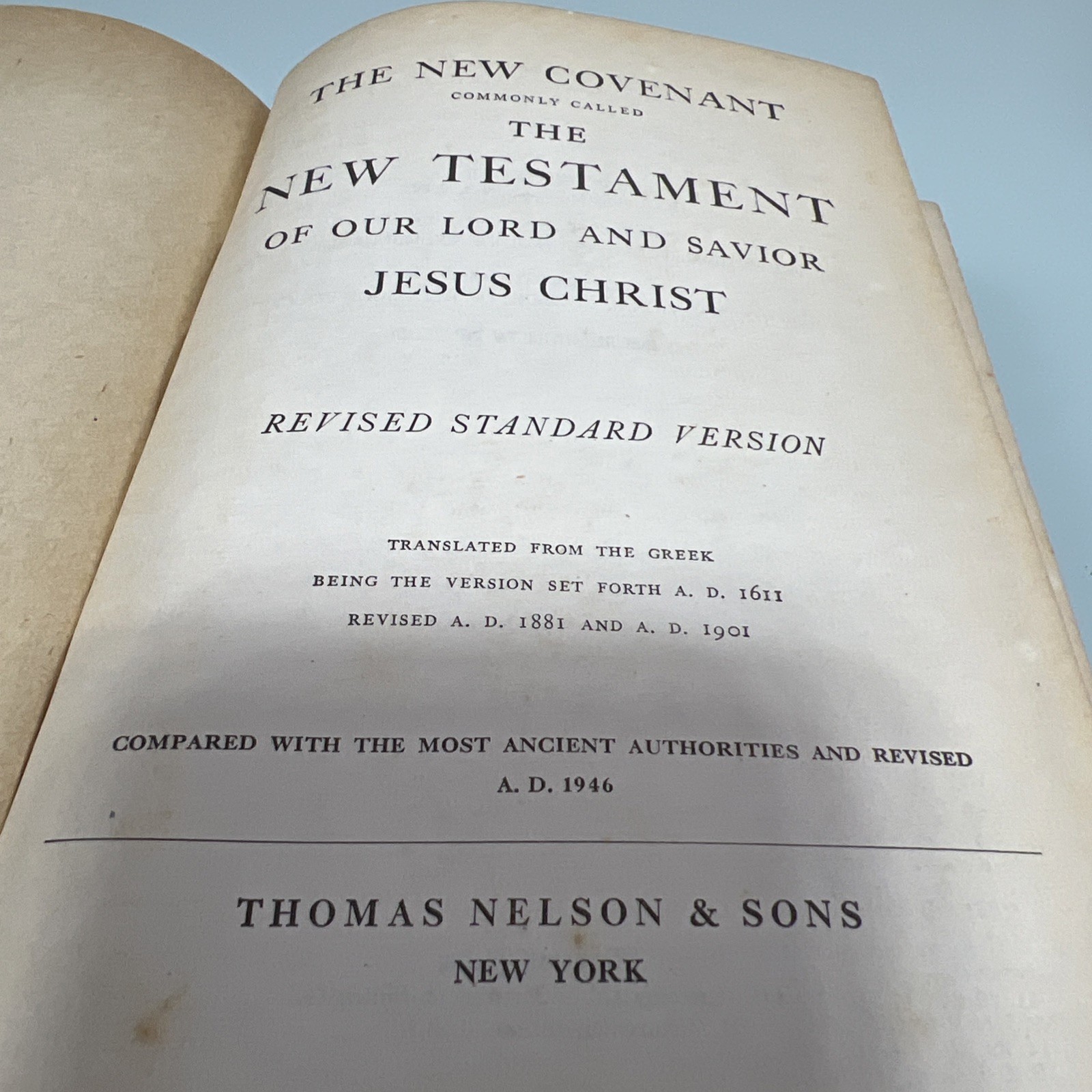 New Testament Revised Standard Version: Thomas Nelson & Sons: Hardcover 1946