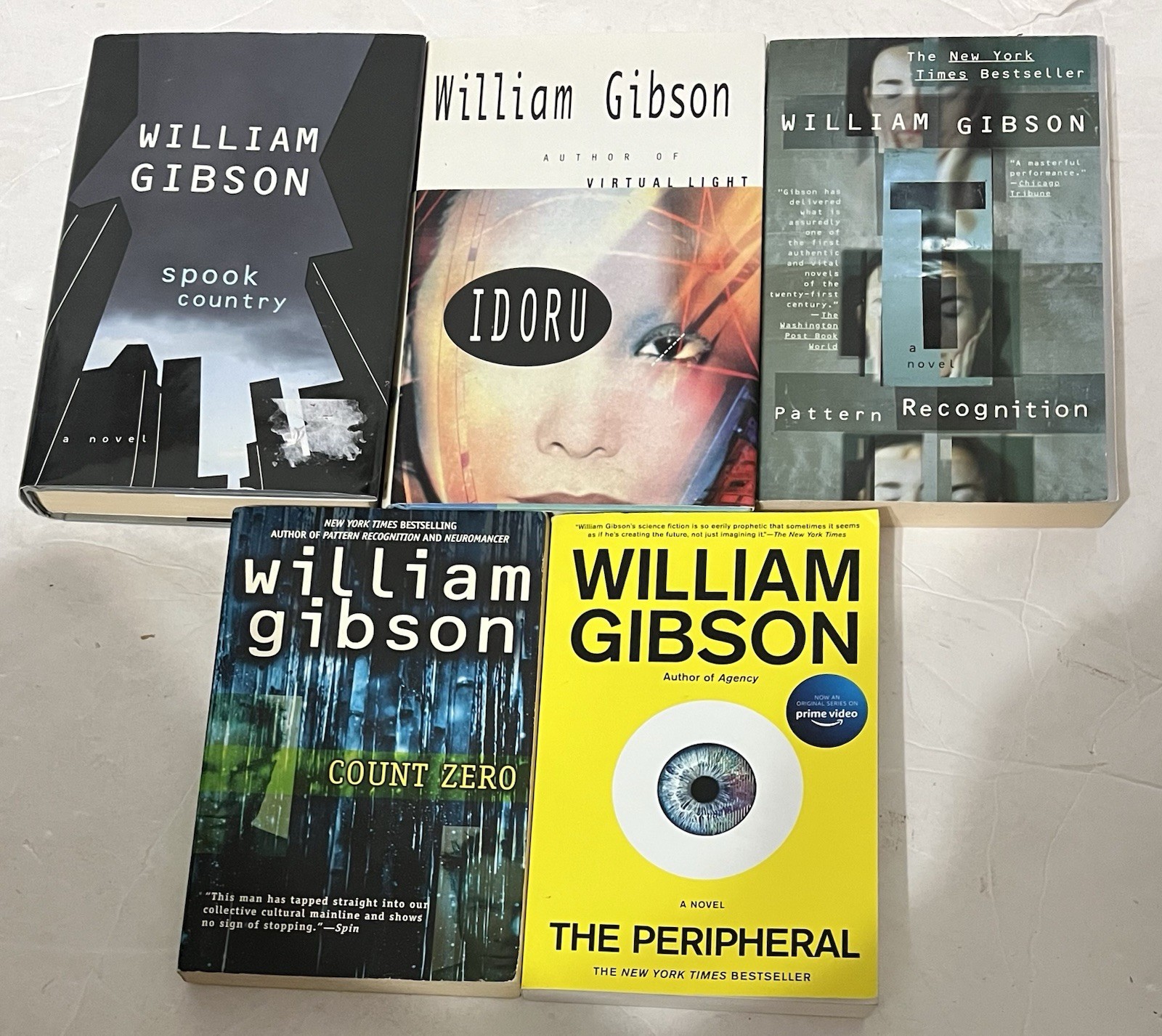 William Gibson 5 Book lot 2 hardcover 3 paperback VG Idoru Zero Peripheral Spook