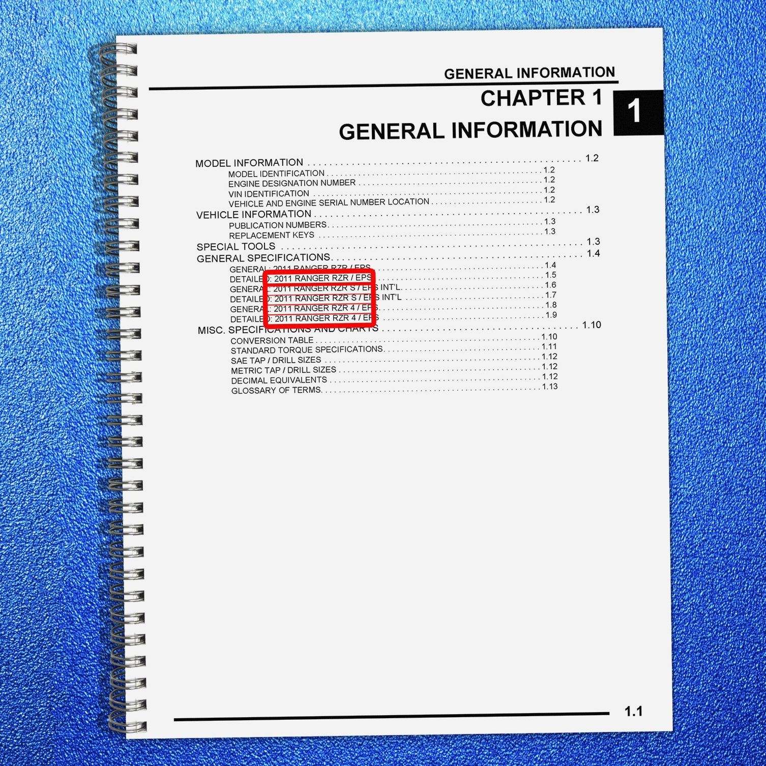 POLARIS Ranger RZR 800 UTV Service Manual 2011-2012 – LOOP BINDER – TOUGH COVERS