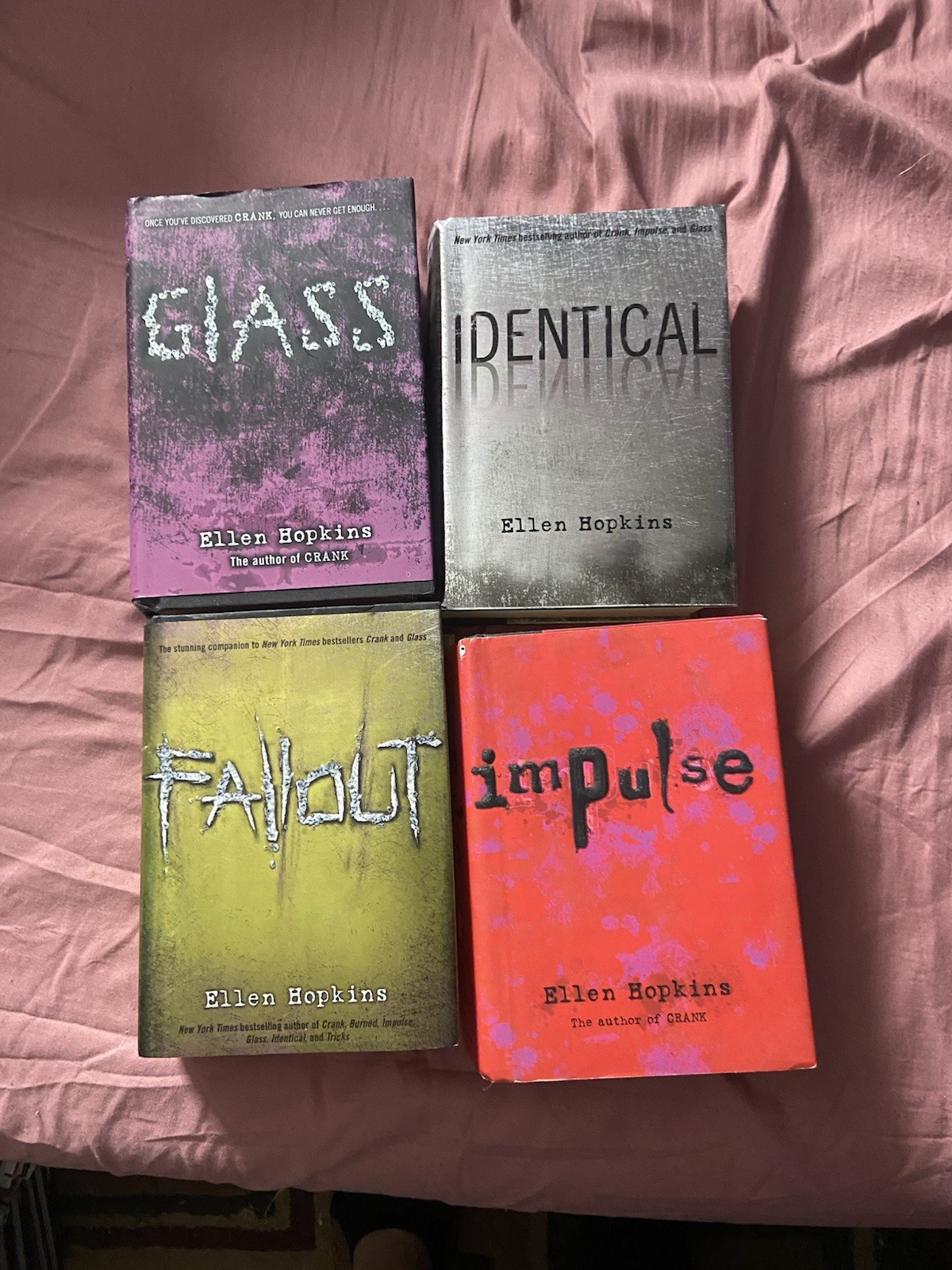 Ellen Hopkins Lot of 4 Hardcover HC Books Glass Fallout Identical Impulse