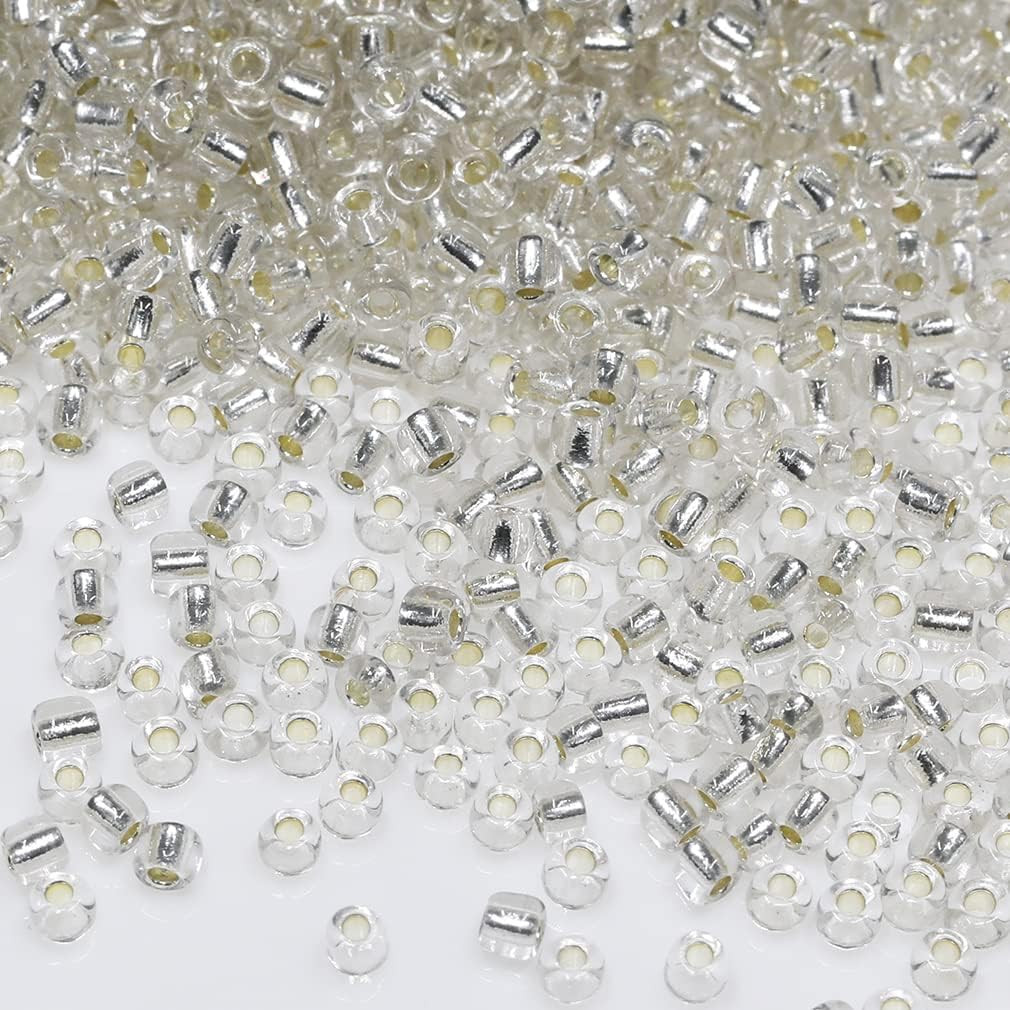 Clear Sliver Lined Color Size 3mm Seed Beads About 3600pcs/100Grams in Bag, 8/0