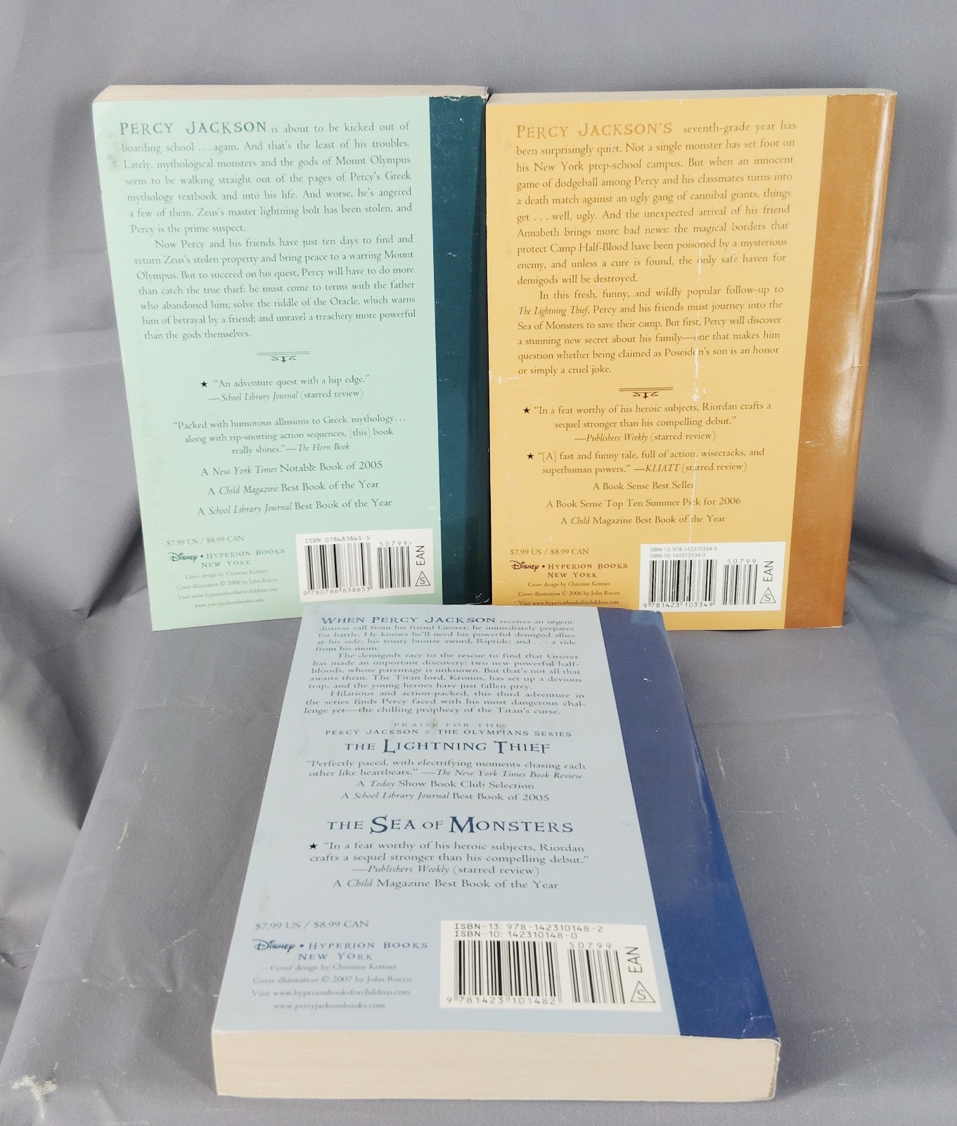 Rick Riordan Percy Jackson Olympians Books 1-3 Lightning Thief Sea Monsters Tita