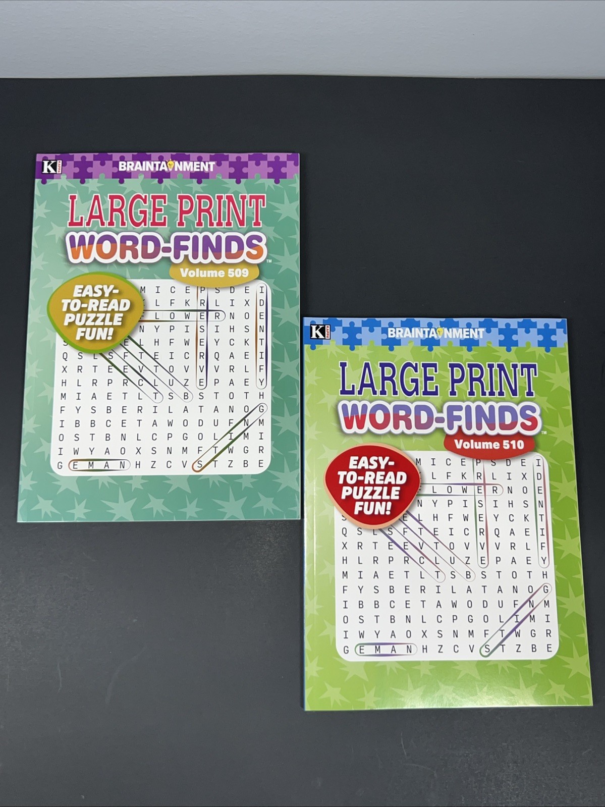 LOT OF 2 KAPPA Large Print Word-Finds Word Search Puzzle Books vol.509 & 510
