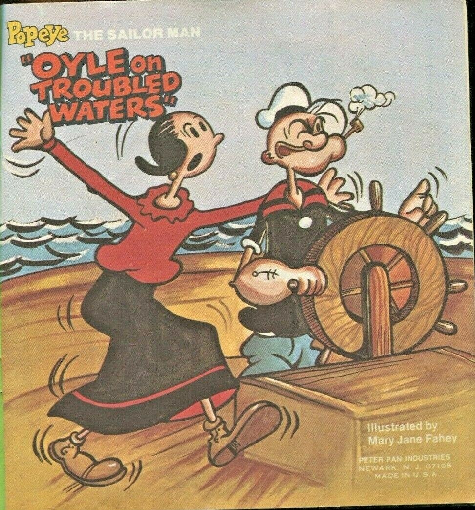 Popeye The Sailor Man Book + Record Oyle On Troubled Waters 1975 Peter Pan