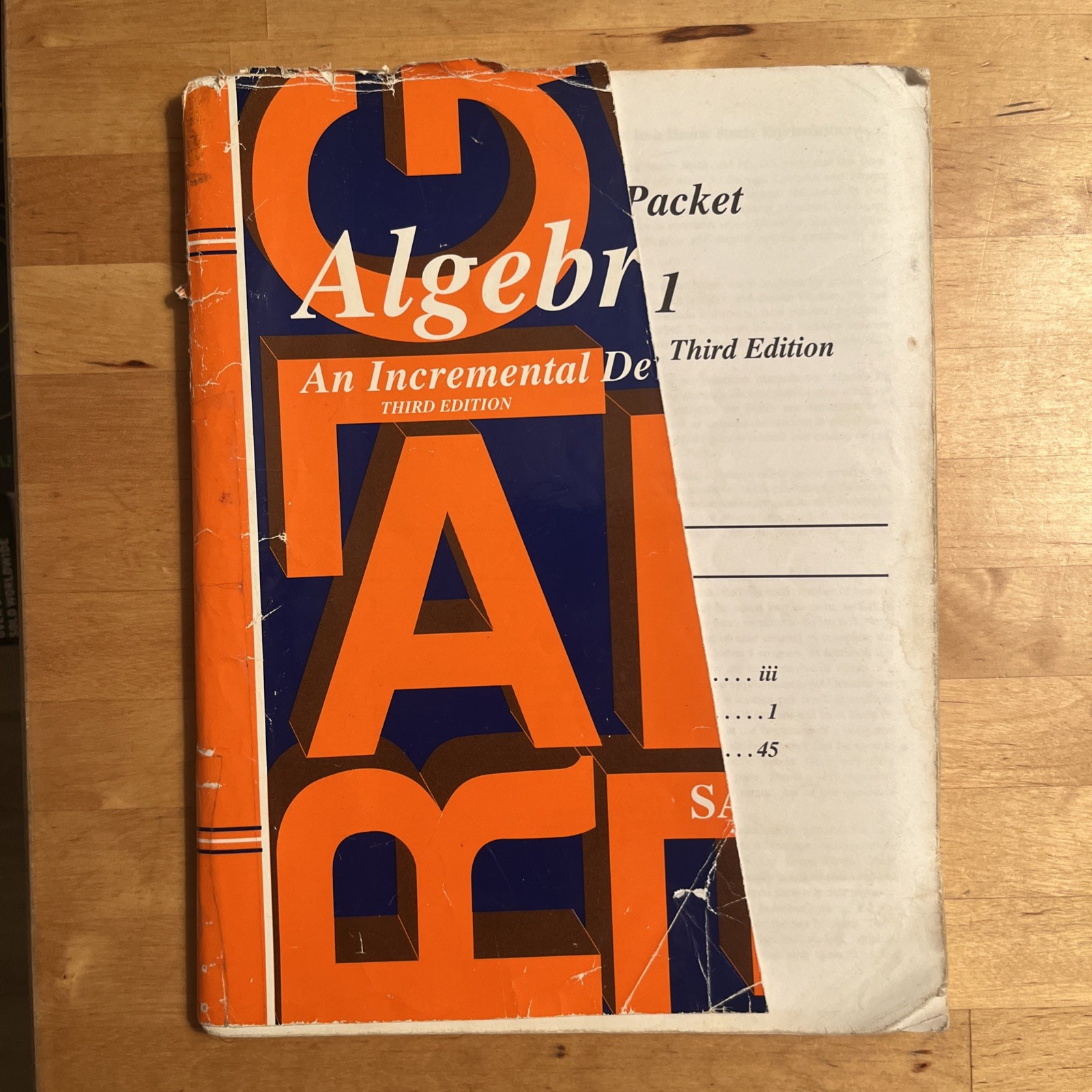 SAXON ALGEBRA 1 3rd EDITION Homeschool Home Study PACKET (Answer Key) Book