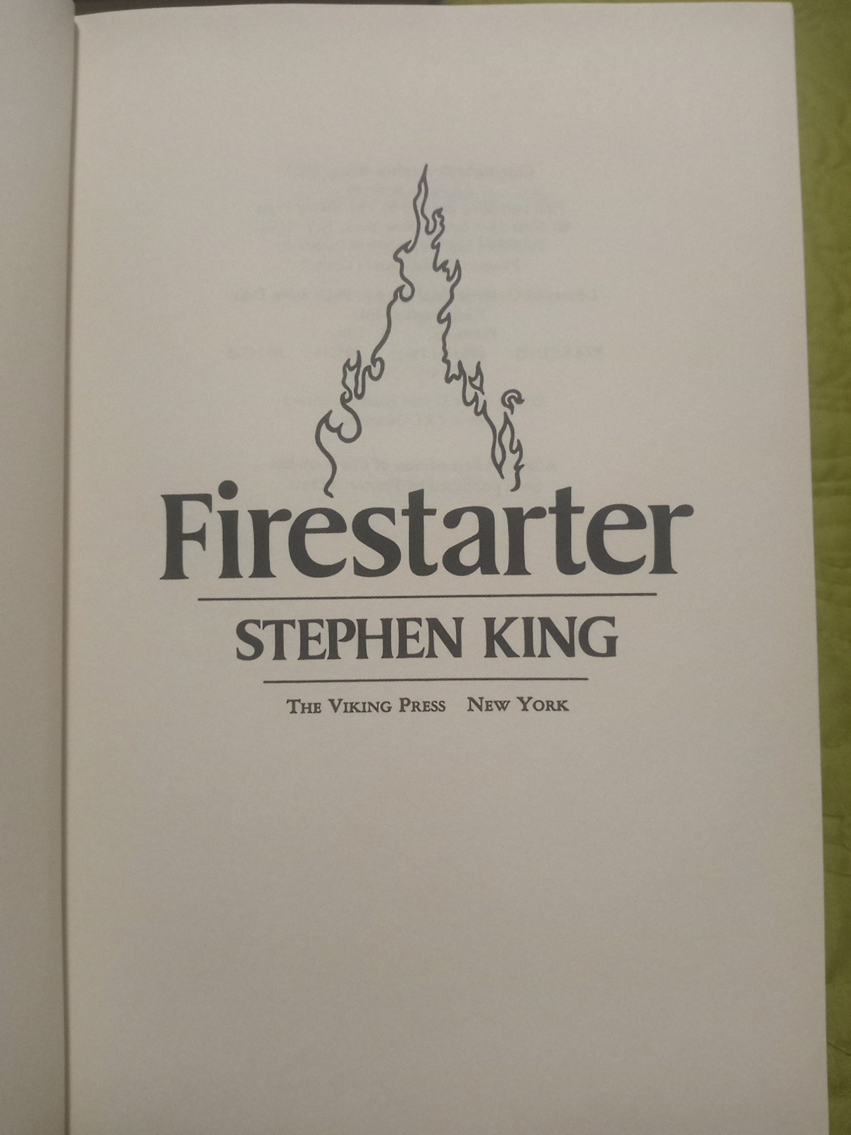Firestarter Stephen King First Edition HCDJ~ 1980 Viking Press