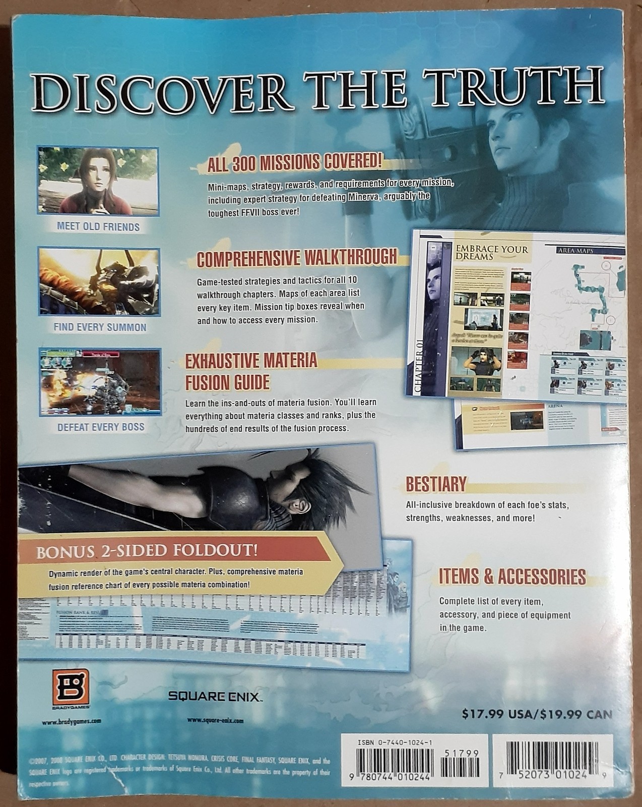 Final Fantasy VII Crisis Core Bradygames Official Strategy Game Guide W/Fold-Out