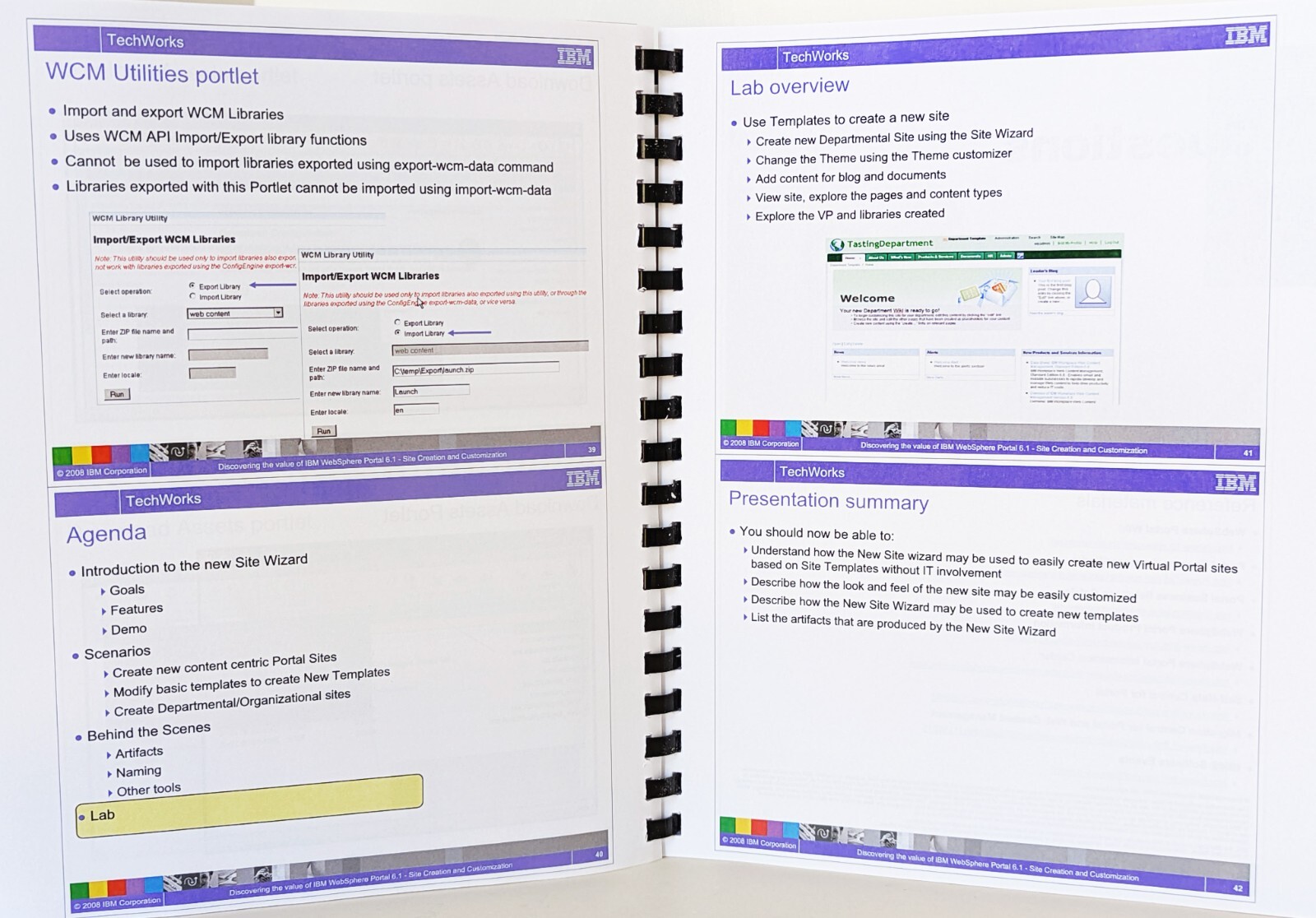IBM Techworks WEBSPHERE PORTAL 6.1 Presentations w/ Lab Exercises, Spiral-Bound