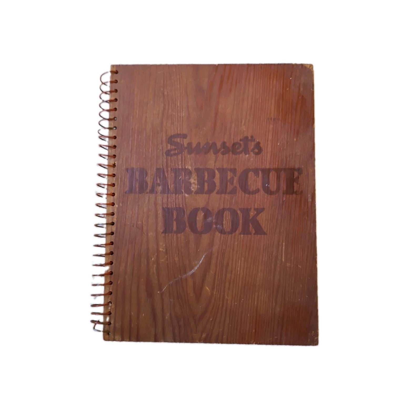 Antique 1939 Sunset’s Barbecue Book Redwood Cover 2nd Edition Spiral Binding