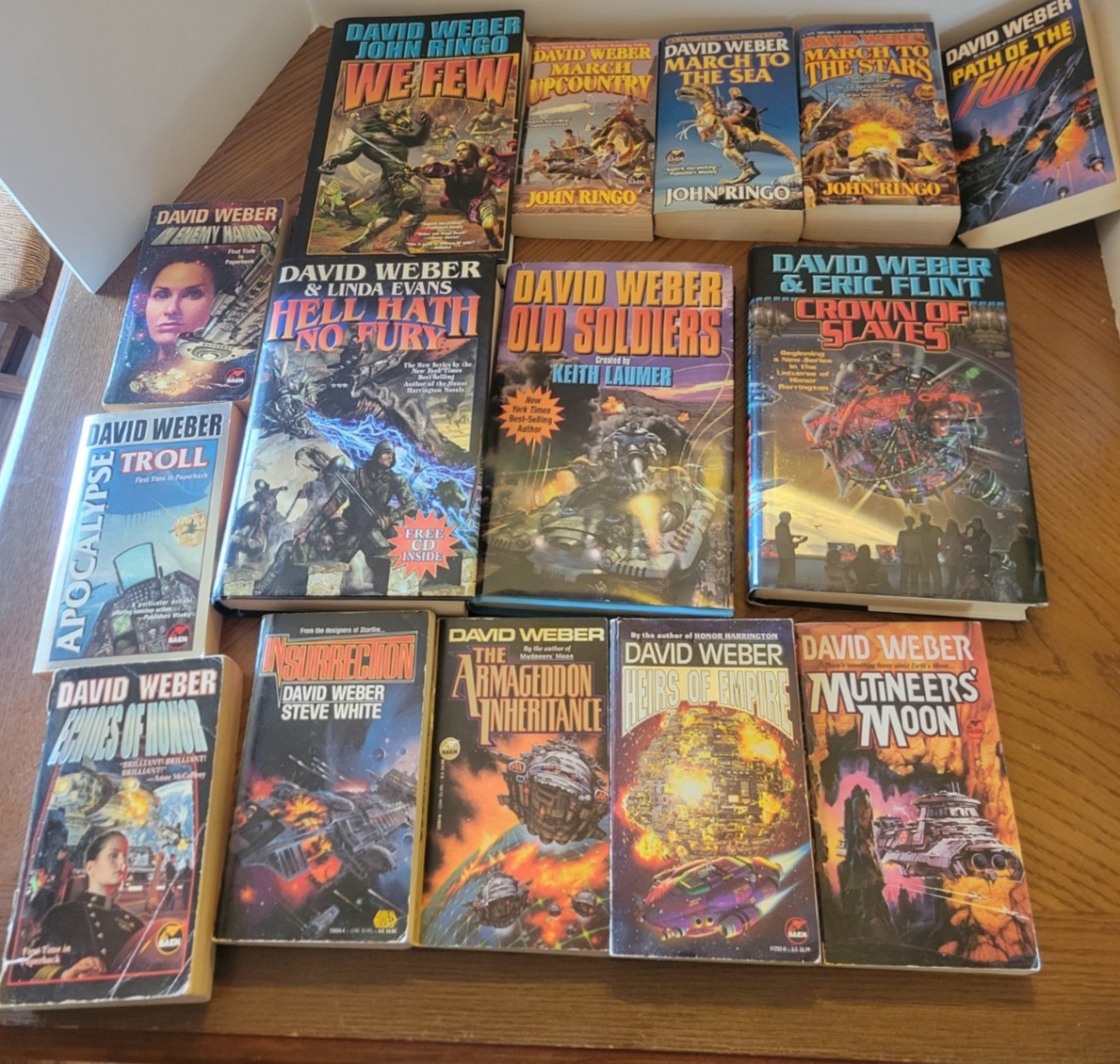 Lot of 15 DAVID WEBER Science Fiction books We Few, March, Old Soldier HB & PB