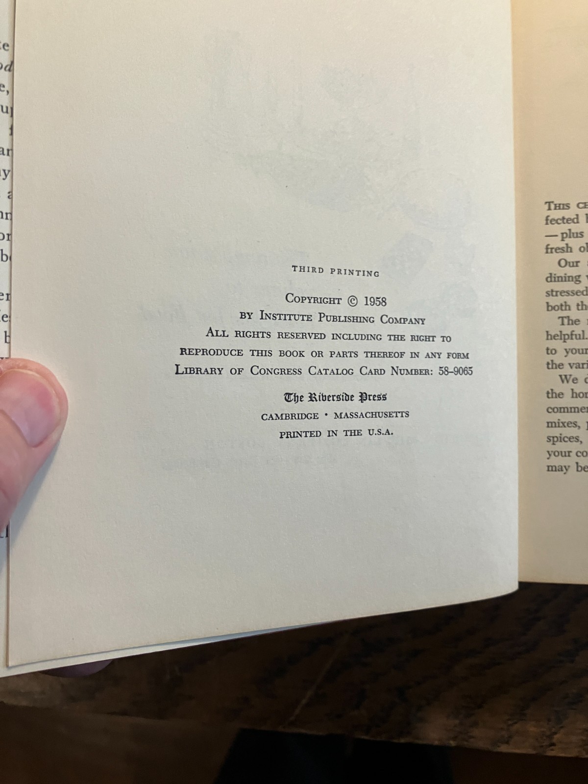 Thoughts for Buffets, 1958 Riverside Press, companion volume Thoughts for Food