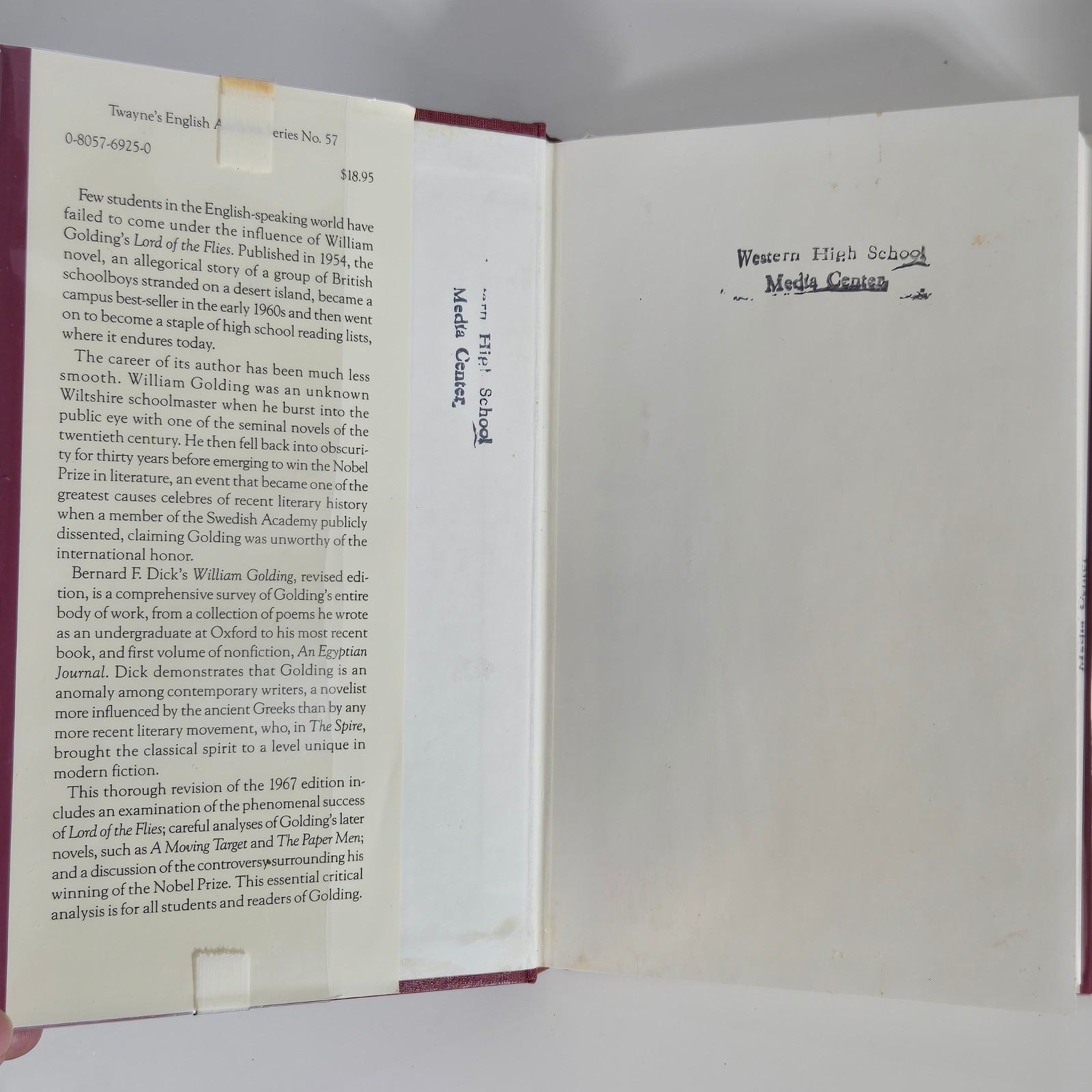 William Golding Bernard F Dick Twayne English Authors Series Book