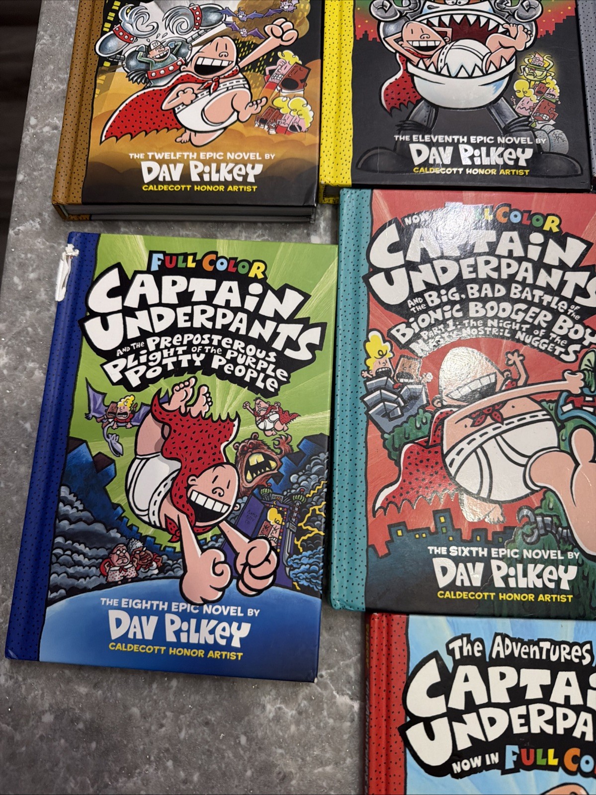 Captain Underpants Full Color Complete Set 1-4,6,8-12Hardcover Dav Pilkey LOT 10