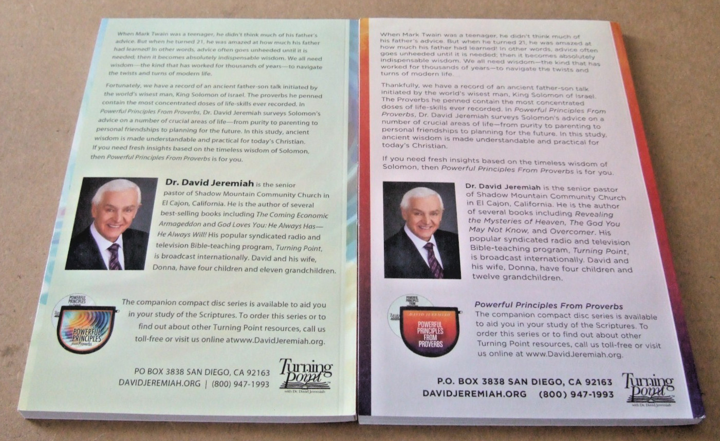 SET OF 2 DR. DAVID JEREMIAH STUDY GUIDES POWERFUL PRINCIPLES FROM PROVERBS