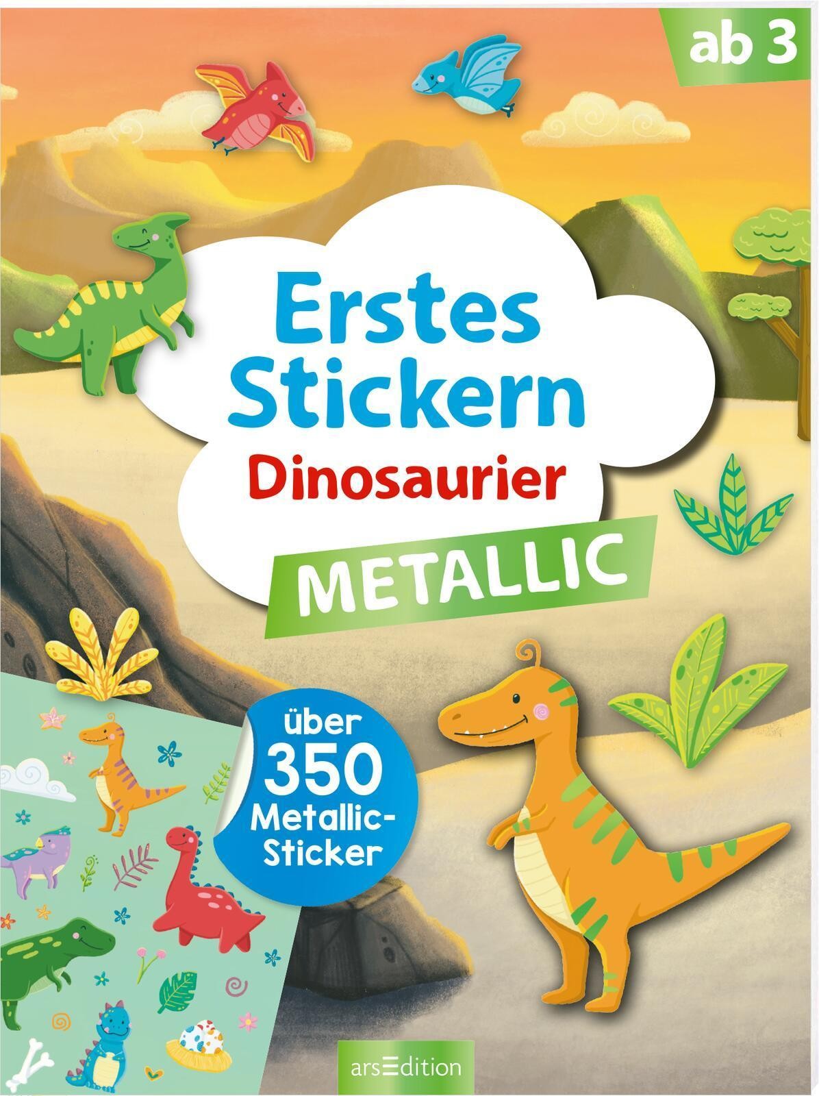 Erstes Stickern Metallic – Dinosaurier, Sarah Dietz