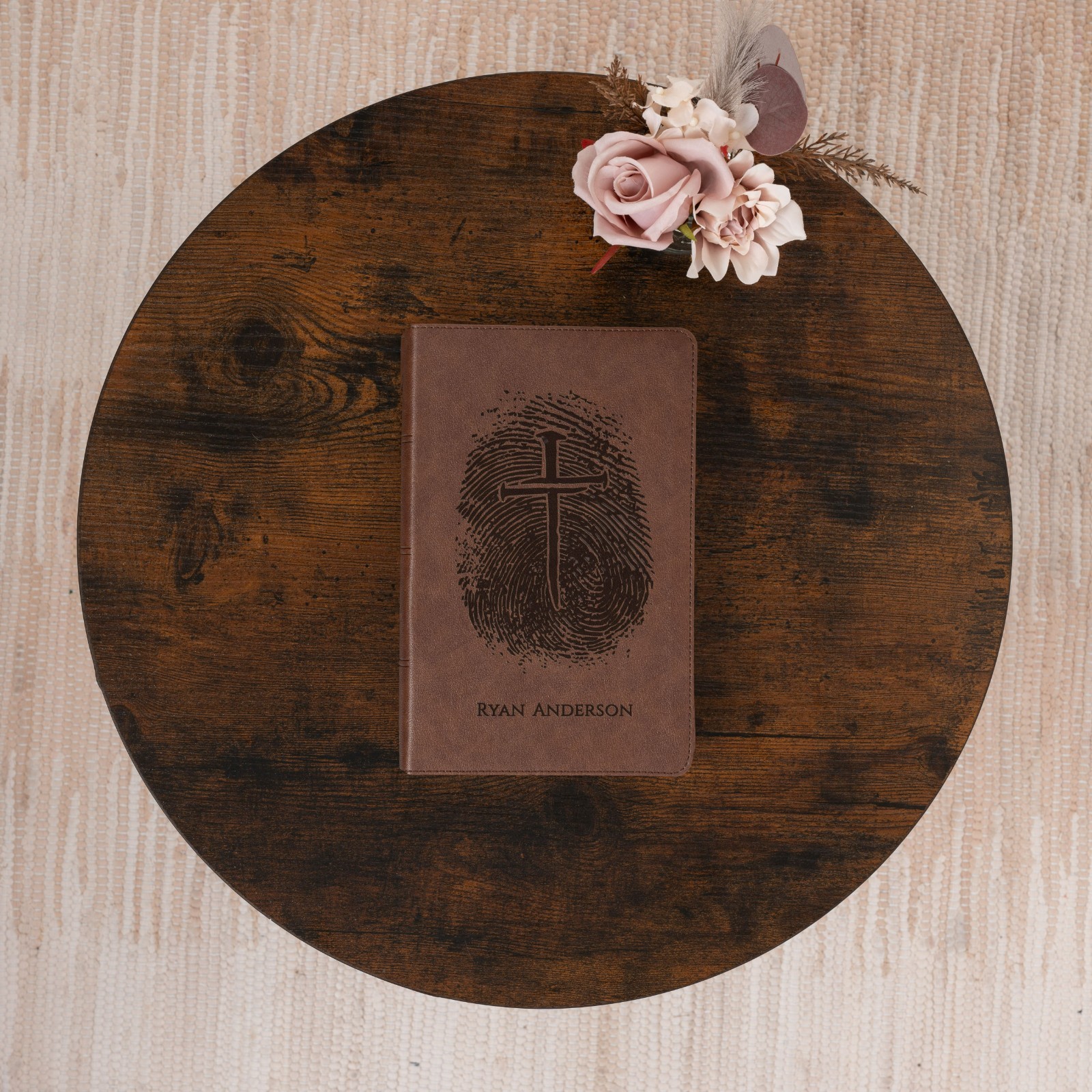 Personalized KJV Bible, Custom Fingerprint & Cross Design with Name Engraved