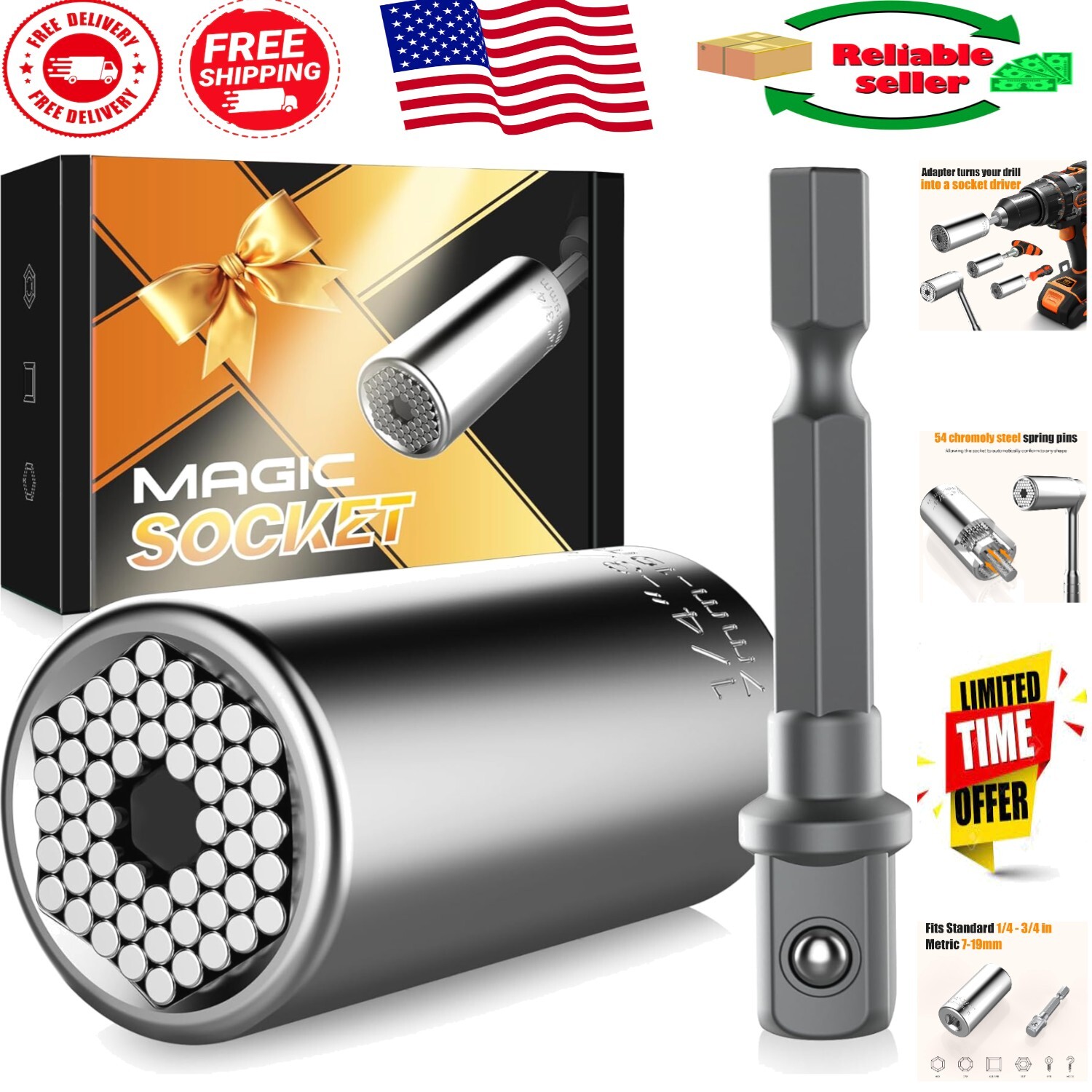 Multi-Functional Universal Tool with 54 Spring-Loaded Heads – Gift for All Ages