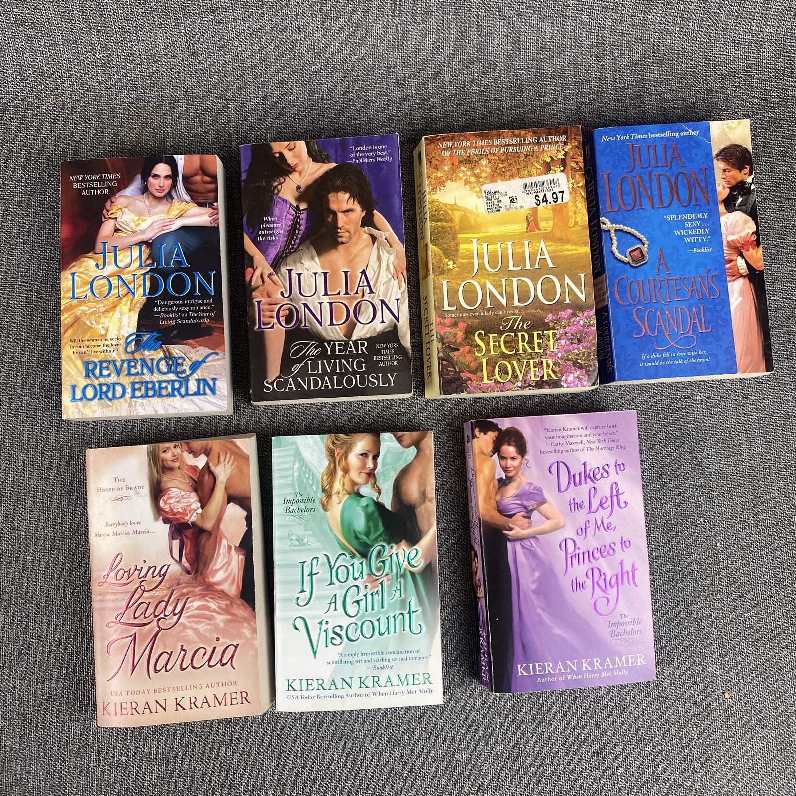 Julia London , Kieran Kramer 7 Romance Novels Paperback Lover, Marcia, etc