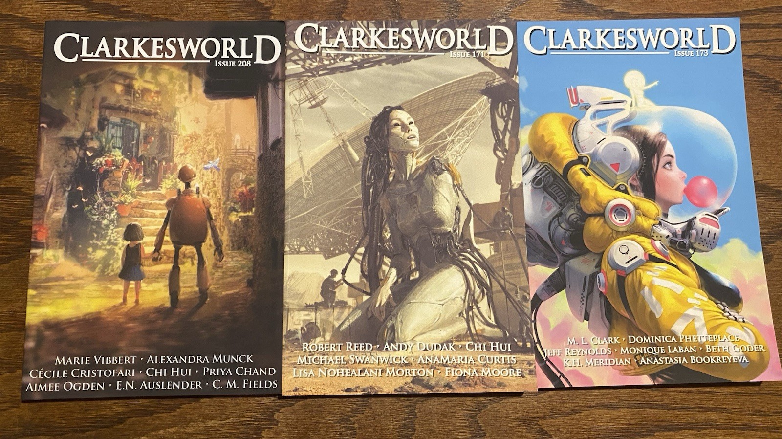 3 Clarkesworld Issues 171, 173, 208 (Clarkesworld Magazine) Sci-Fi Paperback