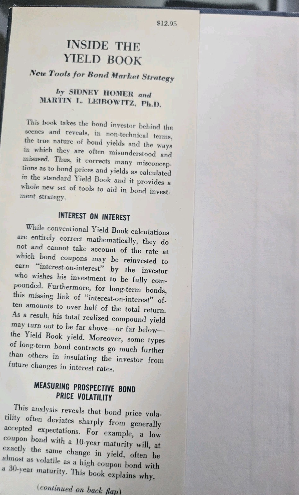 Inside the Yield Book Tools for Bond Market Strategy 1972 HCDJ Hardcover