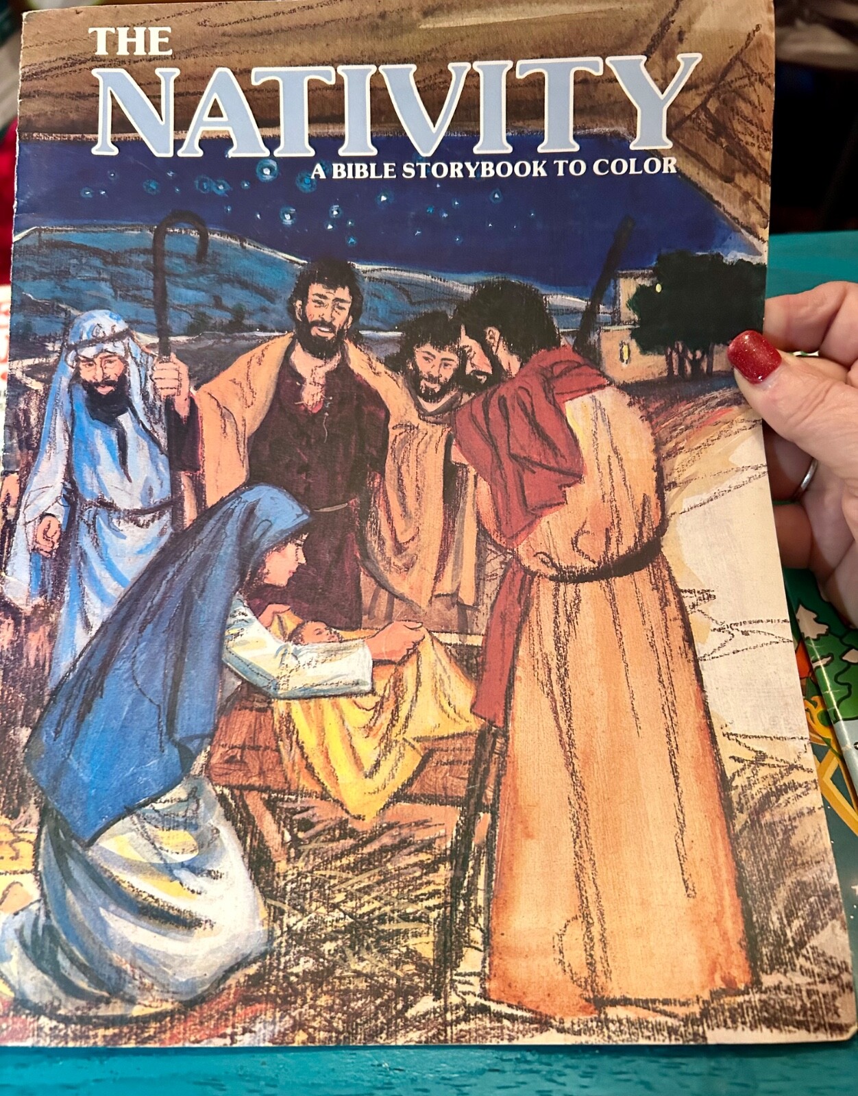 *Rare* THE NATIVITY a bible story to color Warner Press 1970’s VTG Never Used