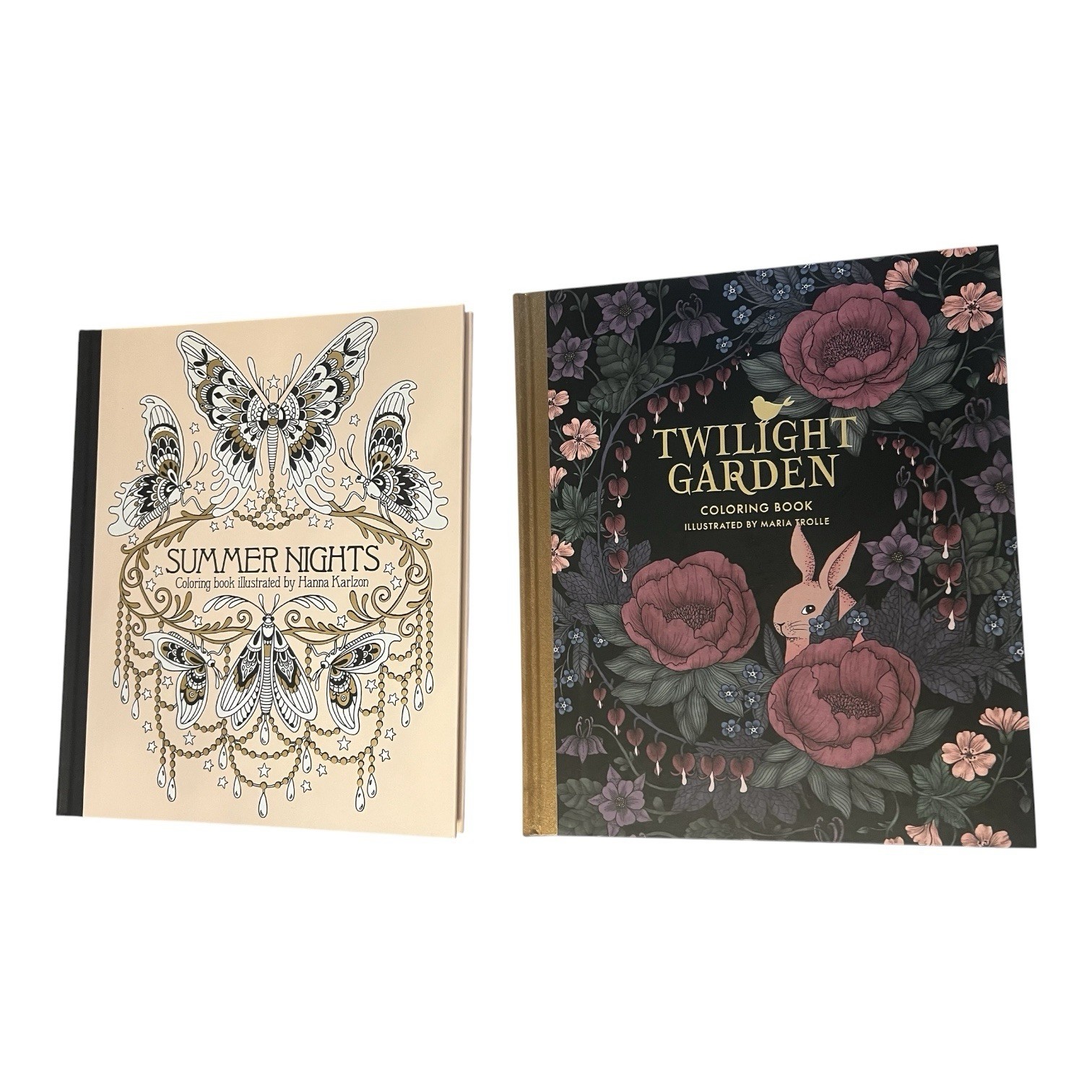 2 Hardback Coloring Books By Maria Trolle Twilight Garden/ Hanna Karlzon Summer