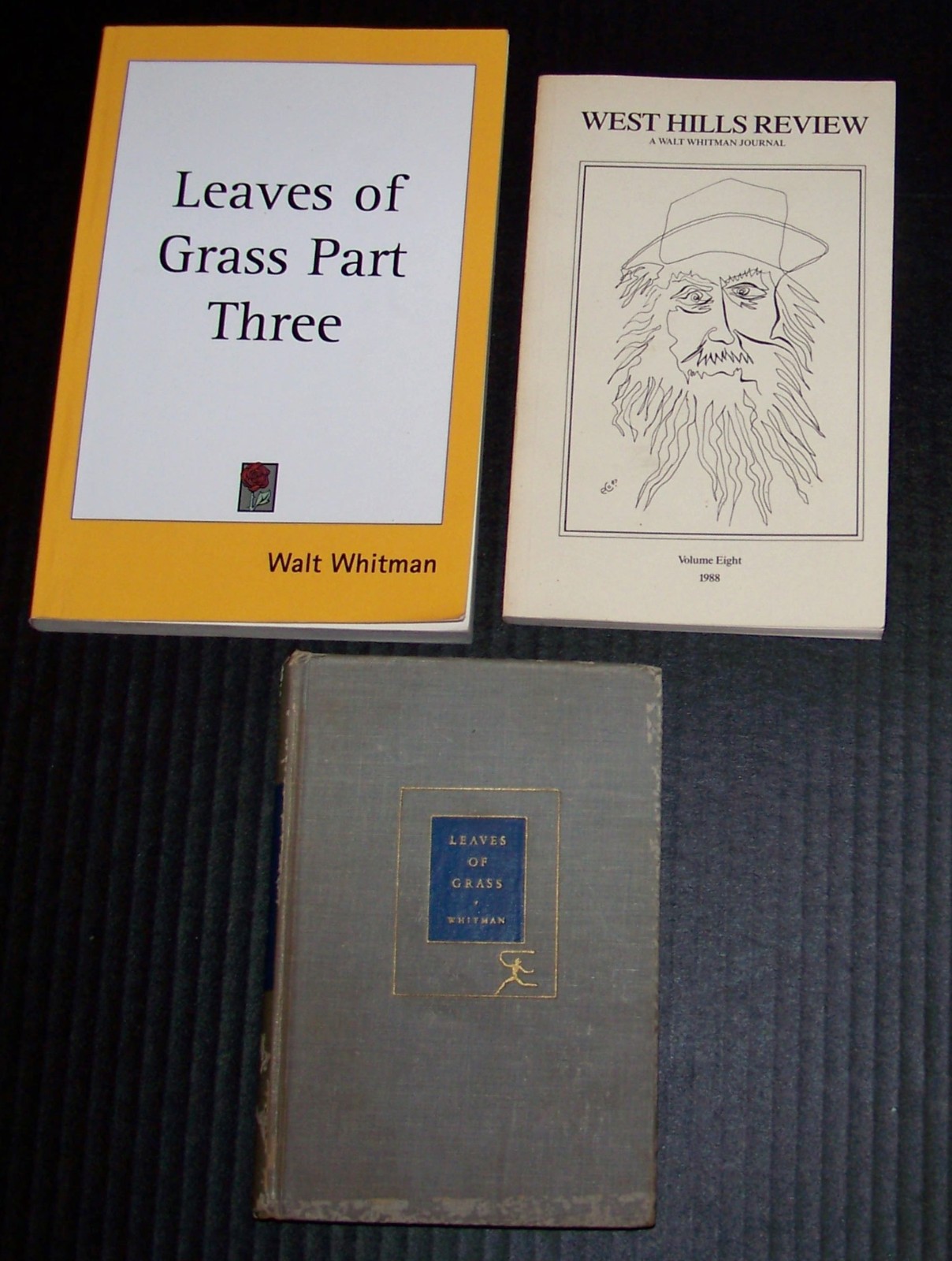 Walt Whitman 3 Book Lot: Leaves of Grass 1921 / Leaves…(Facsimile), West Hills