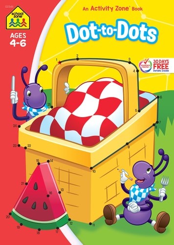 School Zone – Dot-to-Dots Workbook – 64 Pages, Ages 4 to 6, Preschool, Kindergar
