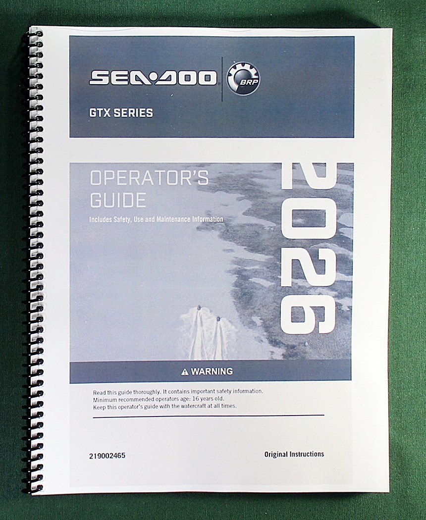 2026 SeaDoo GTX Series Operator’s Manual w/ Protective Covers