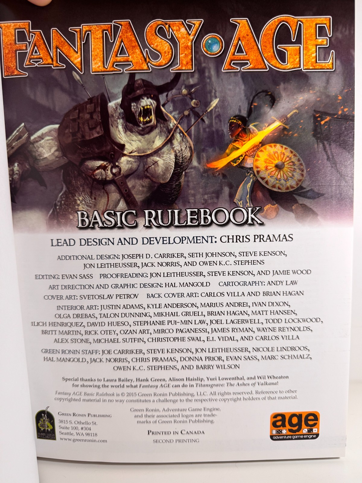 Fantasy AGE Basic Rulebook by Chris Pramas (2017, Book, Other)