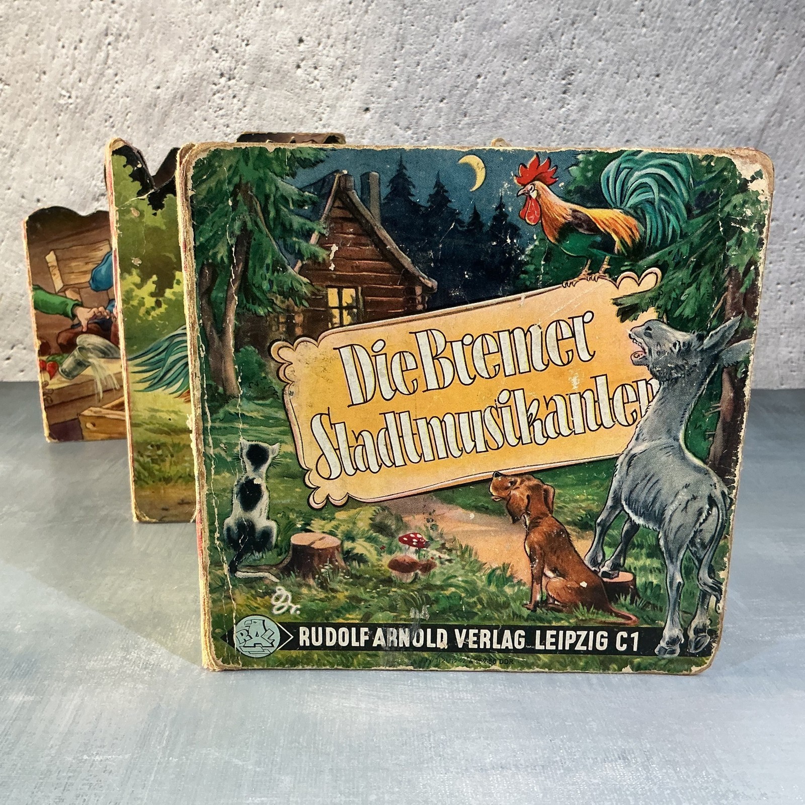 Bremen Town Musicians RUDOLF ARNOLD VERLAG Pop up book 1960s Bilderbuch🎁🐓