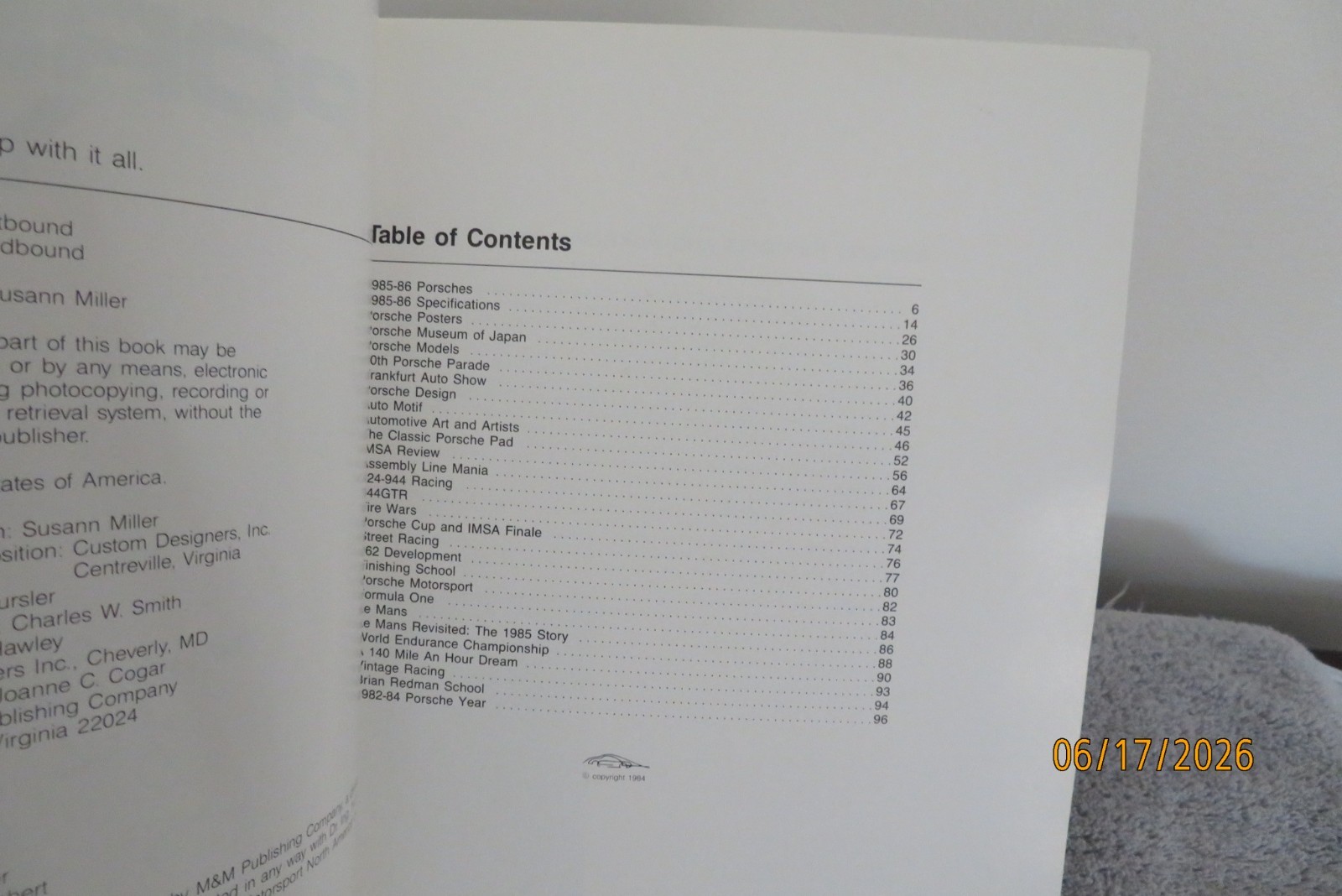 Porsche Year 1985 – 86 Signed By Susann Miller 944 GTR/962/Daytona Lemans PB