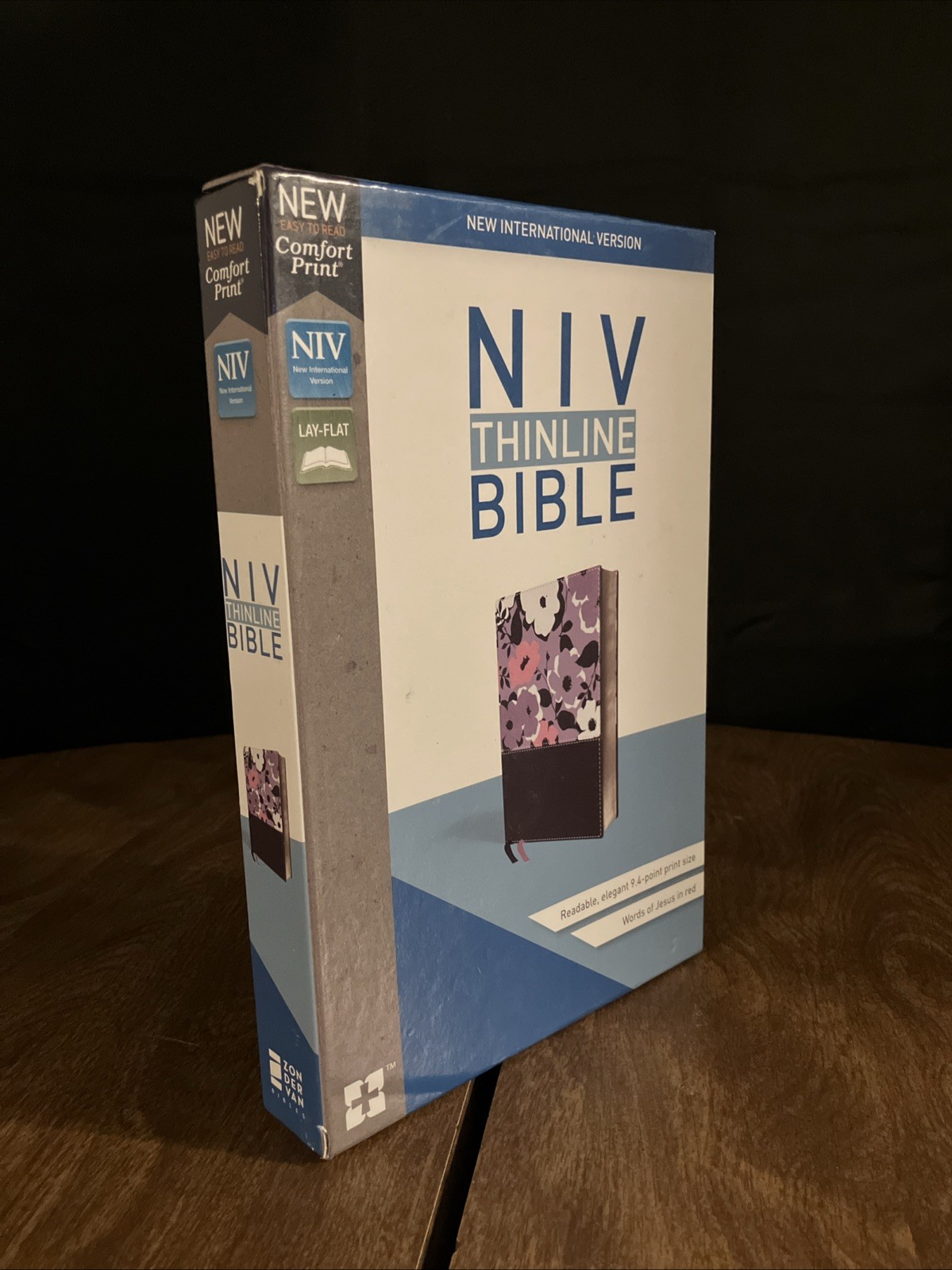Zondervan NIV Thinline Bible, Leathersoft, Purple Floral, LIKE NEW (161)