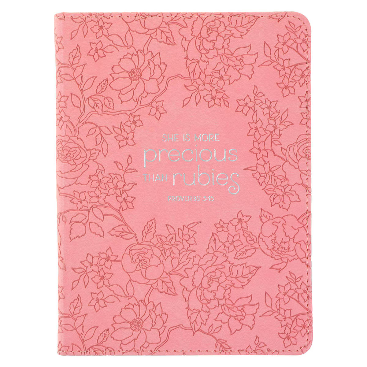 Strawberry Pink Floral Vegan Leather Small Journal Inspirational Scripture