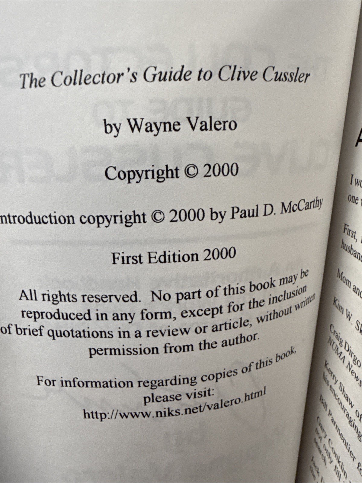 Signed by Clive Cussler – The Collector’s Guide to Clive Cussler by Wayne Valero