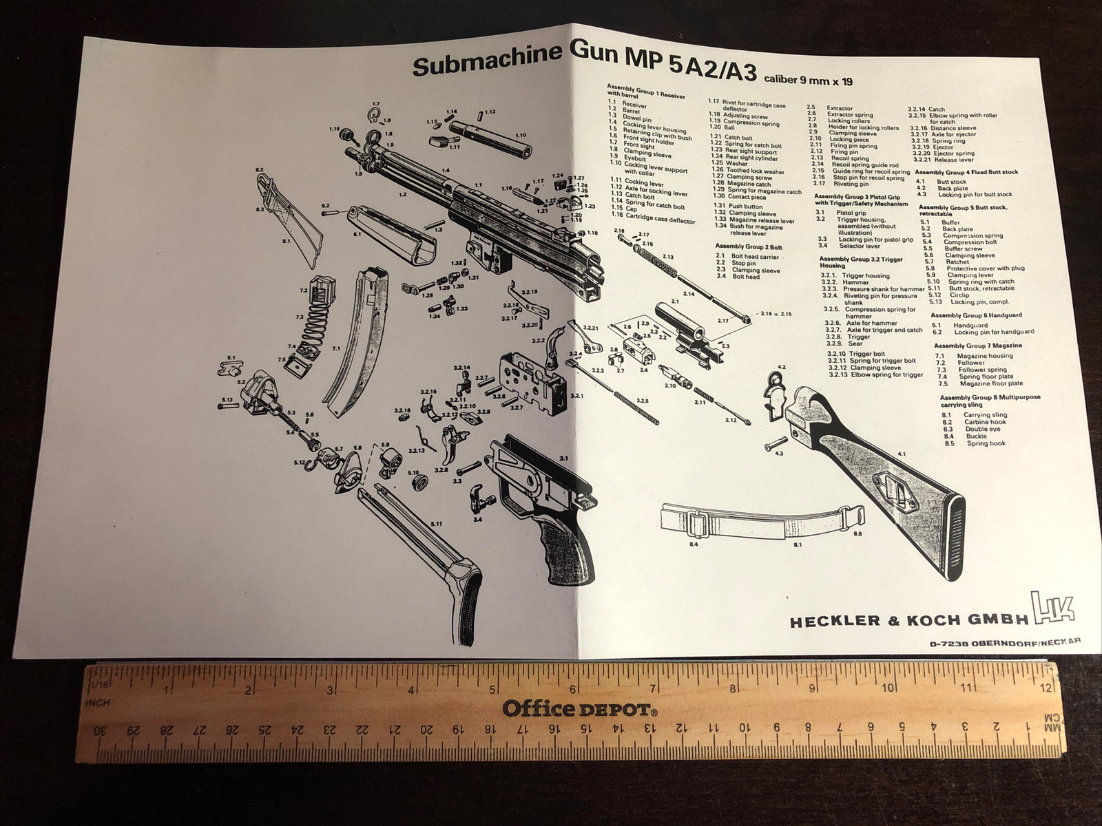 Submachine Gun MP 5A2/A3 Caliber 9mm