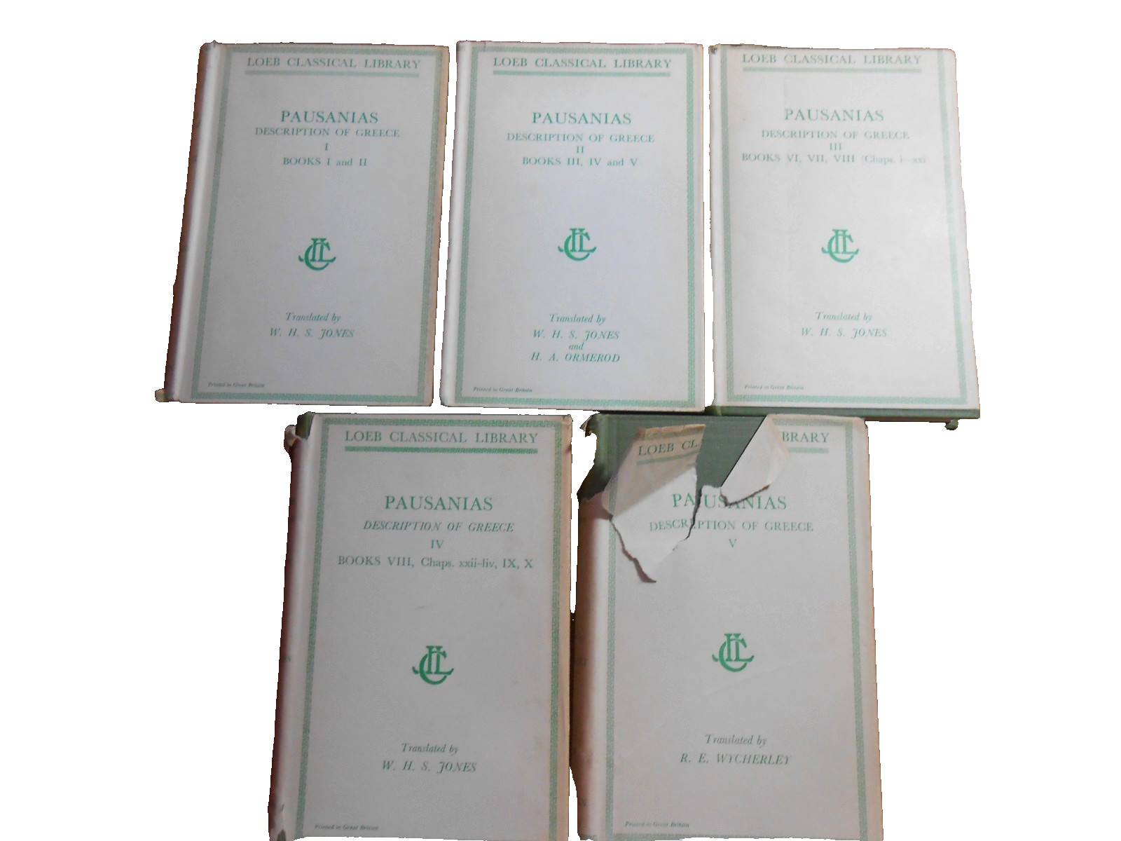 Loeb Classical Library PAUSANIAS: Description of Greece Set of 5 1950 – HC/DJ GC