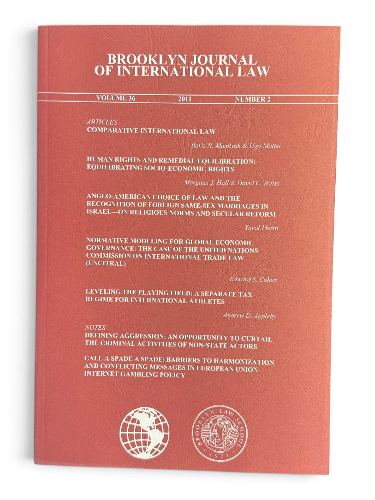 Brooklyn Journal of International Law Vol 36 No 2 2011 Law School Review Book
