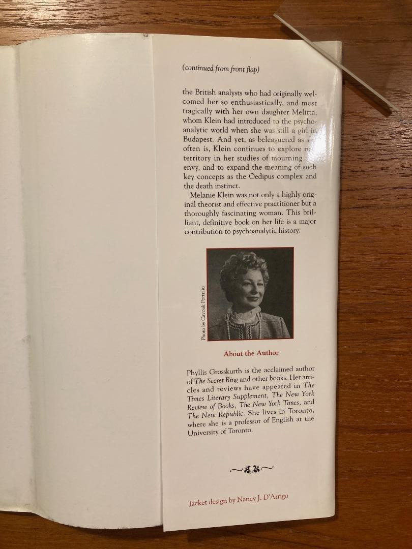 Melanie Klein: Her World and Her Work by Phyllis Grosskurth (1986, Hardcover)