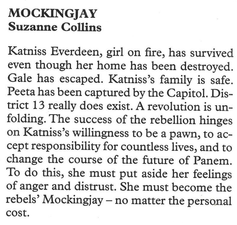 2012 Suzanne Collins Mockingjay Large Print Hunger Games Trade Paperback Book
